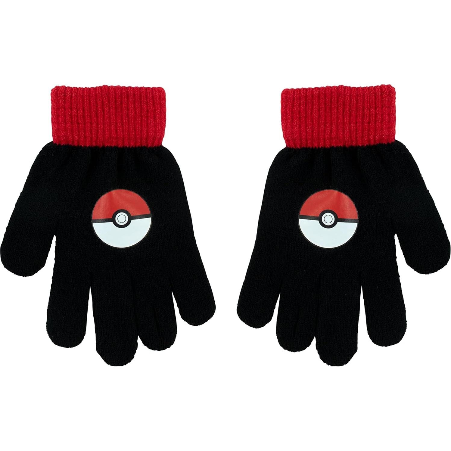Conjunto Gorro y Guantes Pokémon para Niños - Rojo Talla Única