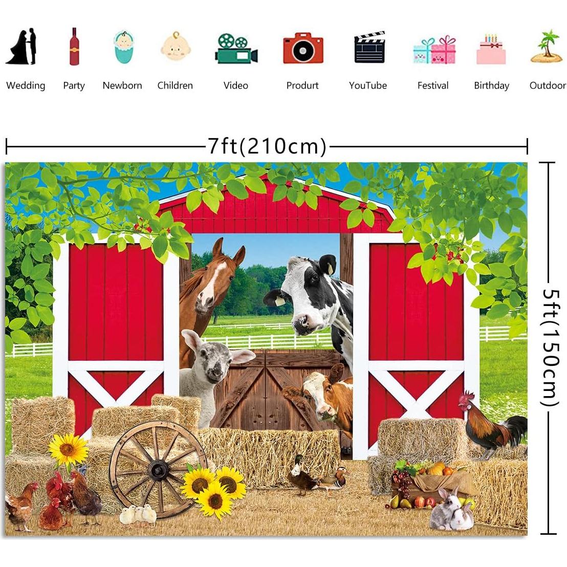 Fondo de Fiesta de Granja BAIFNEZ 210x150cm Colorido