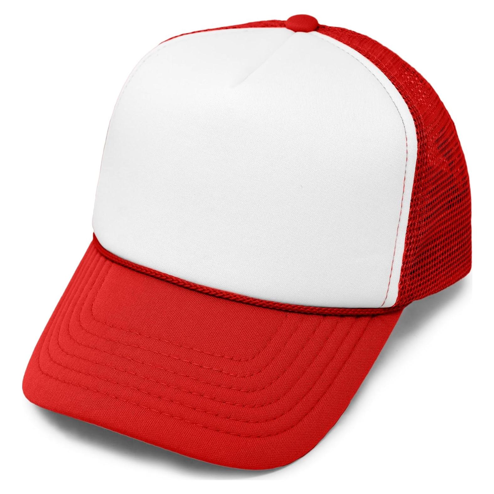 Gorra Trucker Ajustable DALIX para Jóvenes - Rojo/Blanco