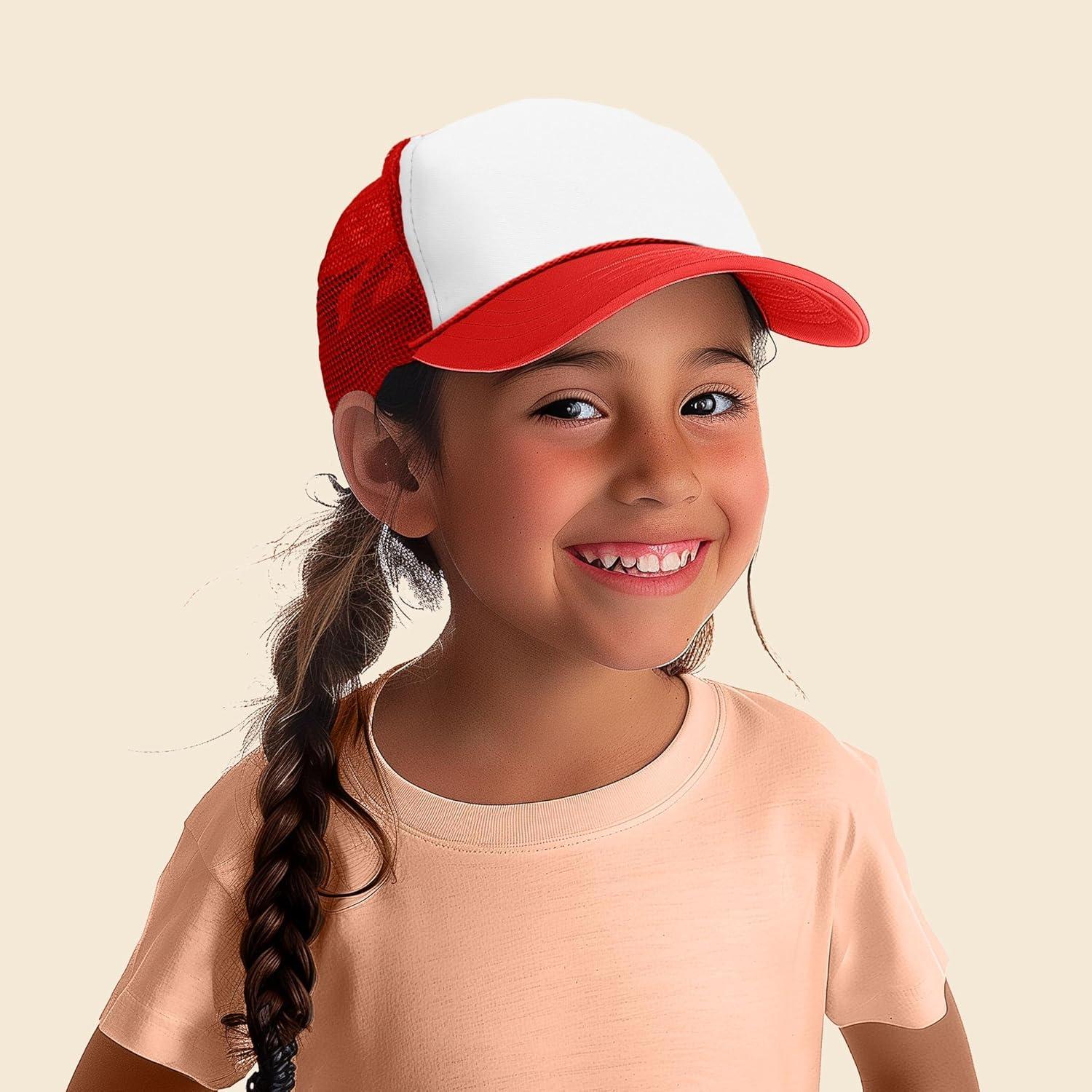 Gorra Trucker Ajustable DALIX para Jóvenes - Rojo/Blanco
