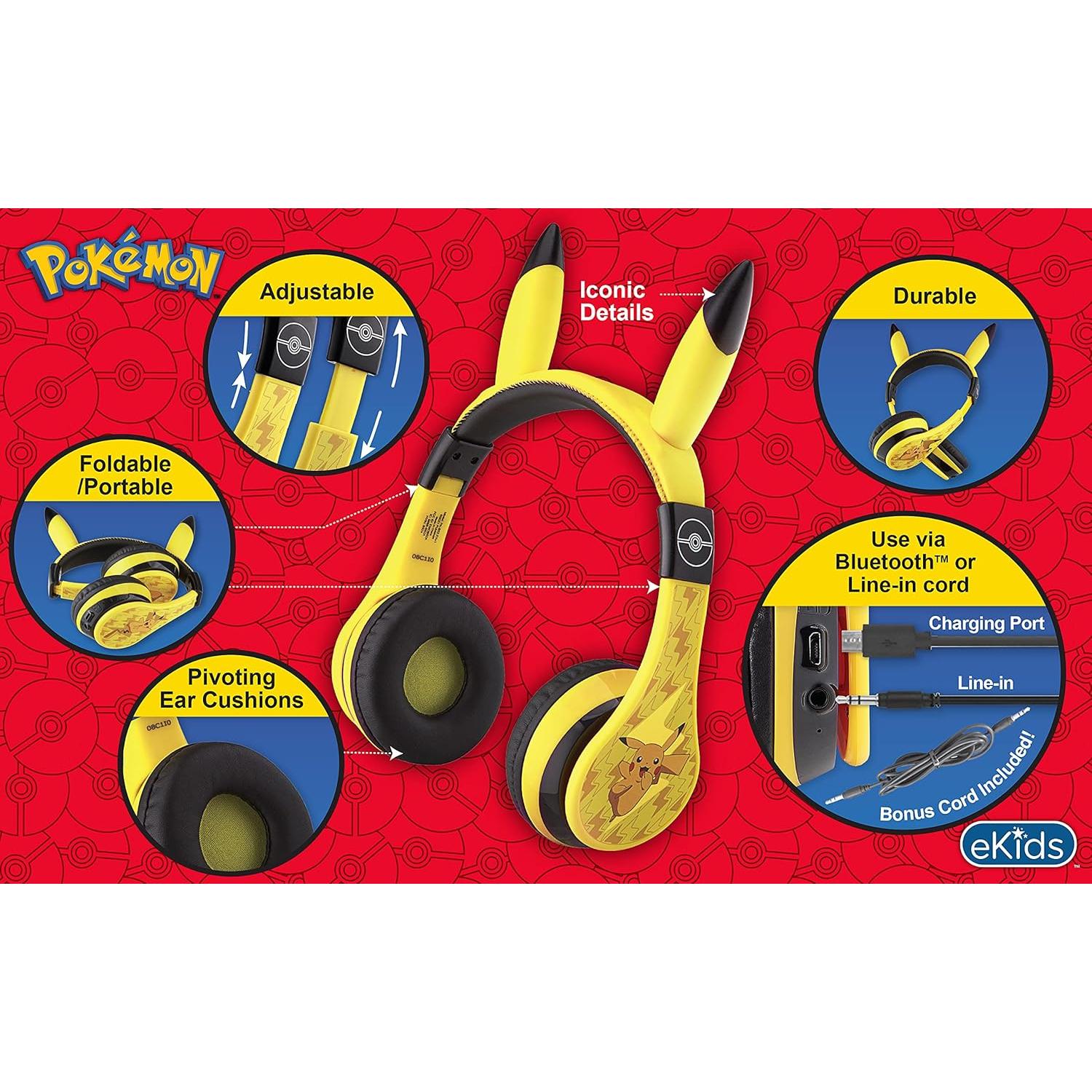 Auriculares Bluetooth eKids Pokemon PK-B50P, Volumen Reducido