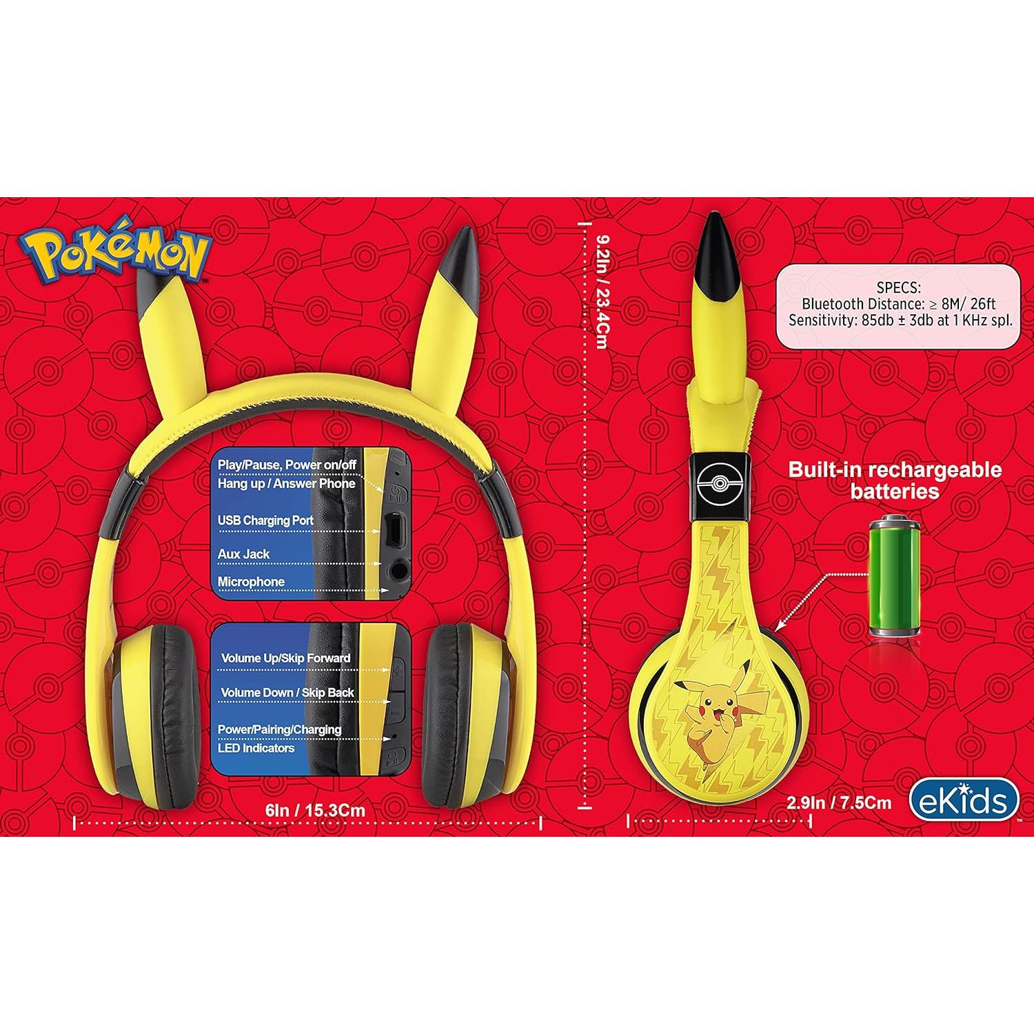Auriculares Bluetooth eKids Pokemon PK-B50P, Volumen Reducido
