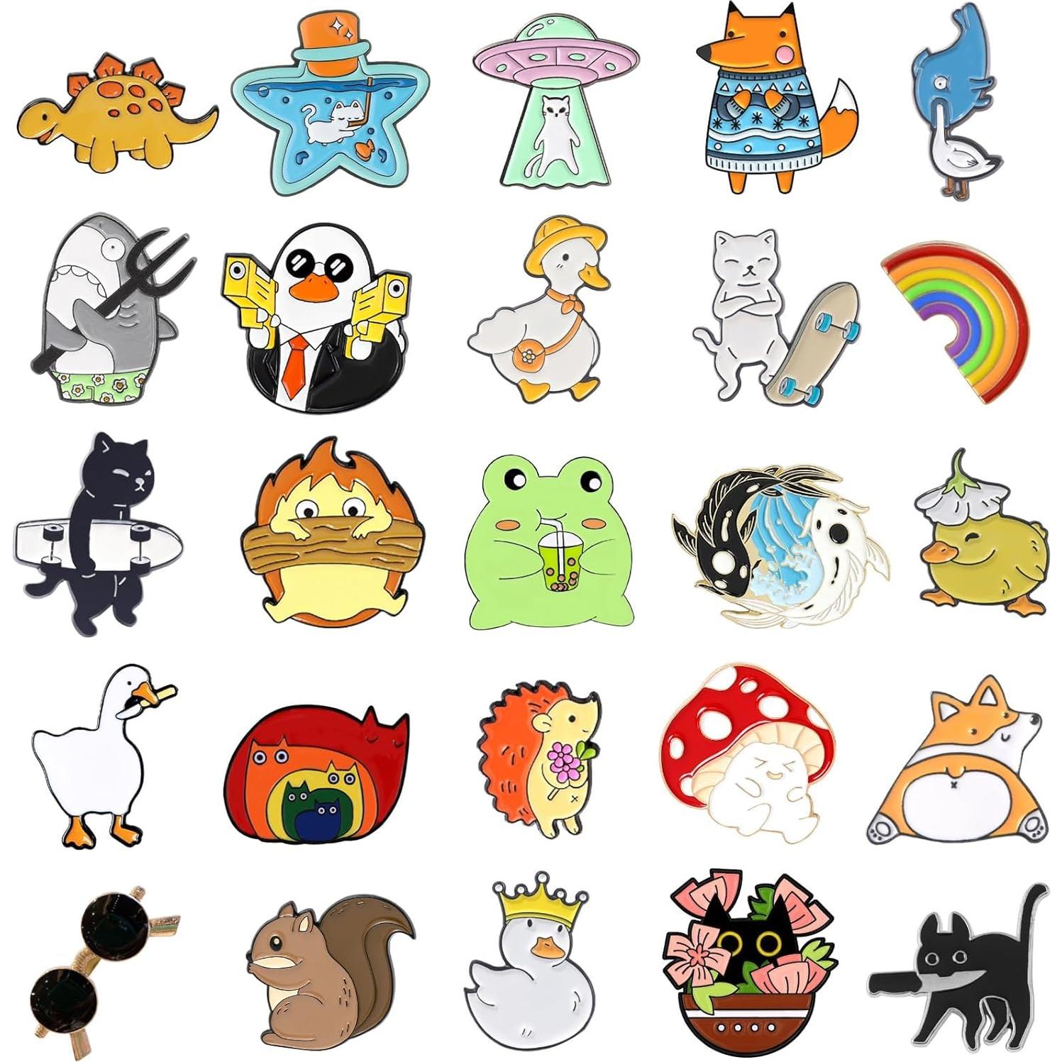 Conjunto de 20 Pines de Esmalte Divertidos para Mochilas