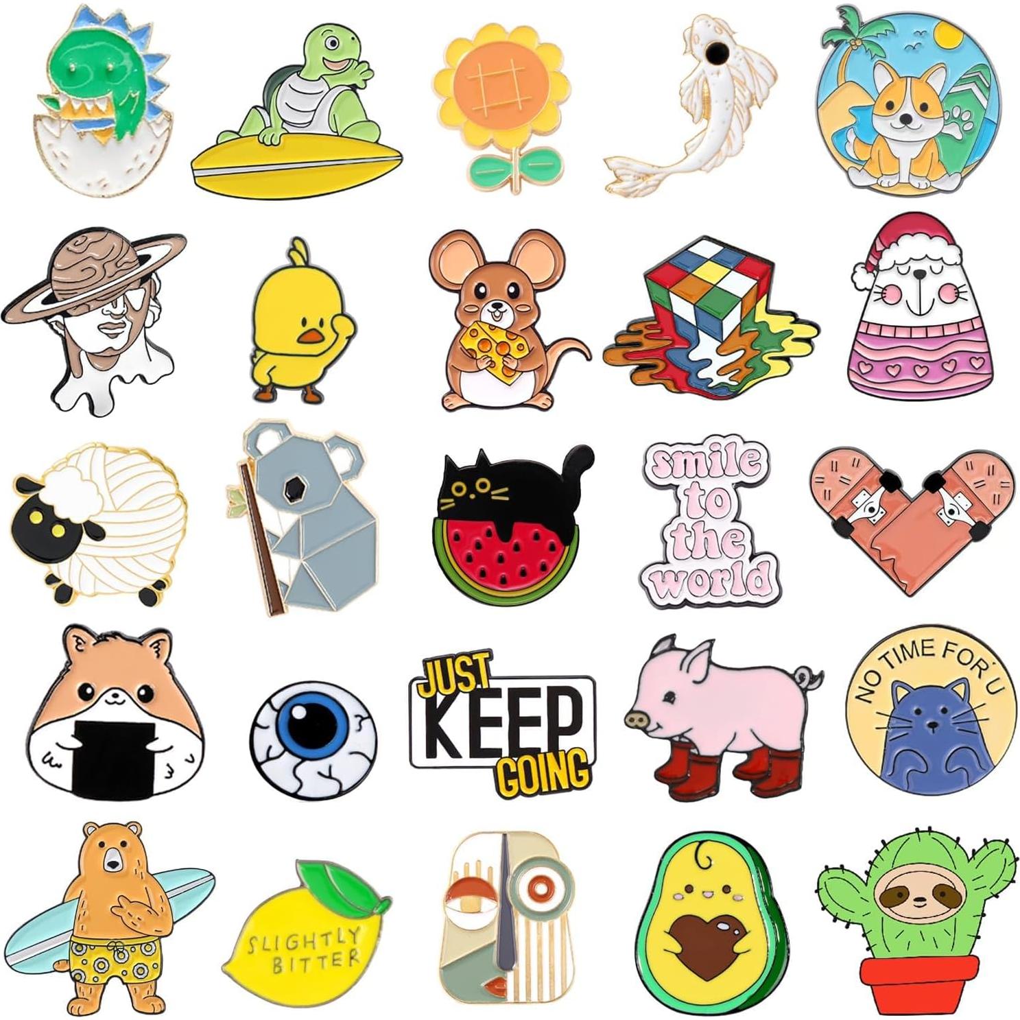 Conjunto de 20 Pines de Esmalte Divertidos para Mochilas