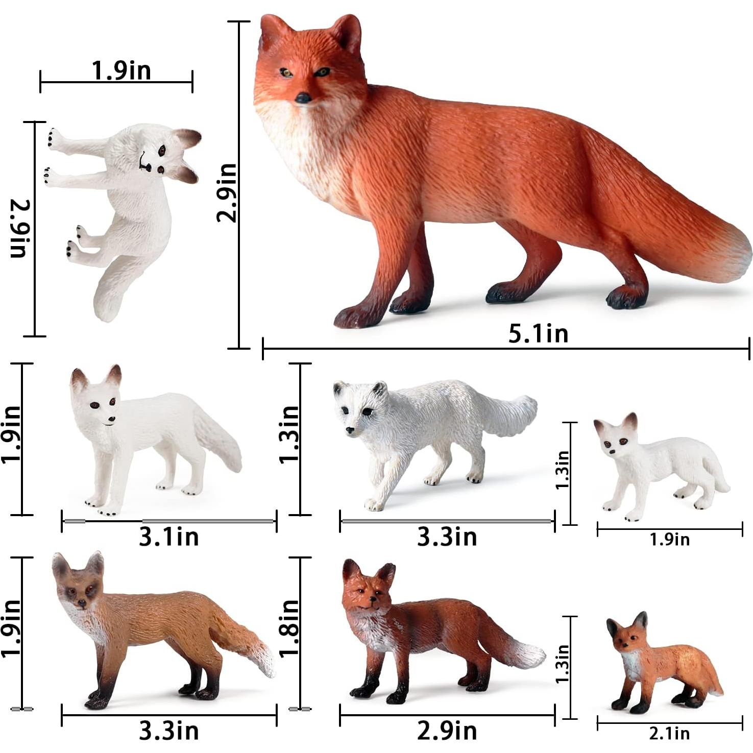 Conjunto 8 Figuras de Zorro SIENON Animales Miniatura