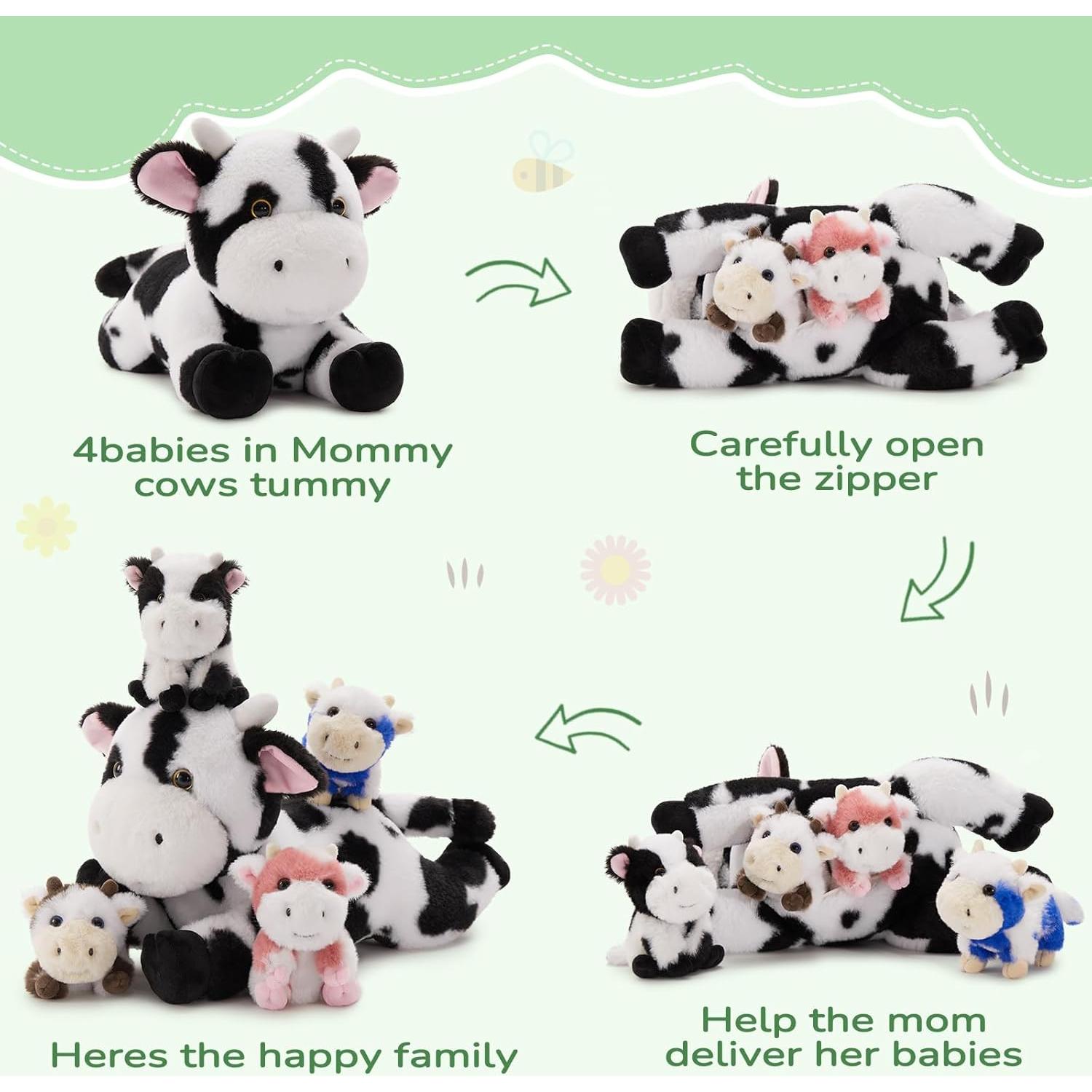 MorisMos 5 Pcs Animales de Peluche Vaca 40.64 cm Realistas