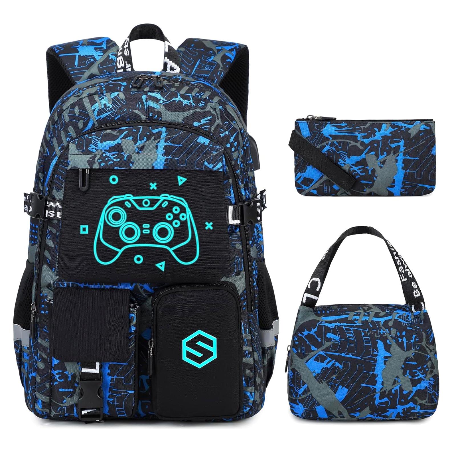 Mochila Escolar Luminiscente Genial para Niños con Almuerzo