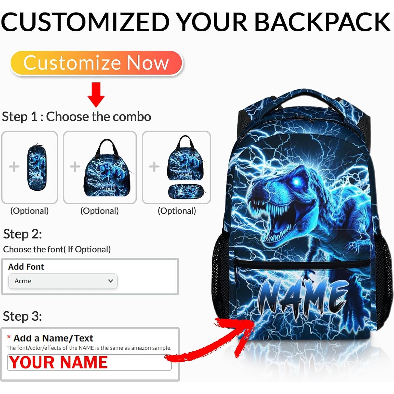 Mochila Dinosaurio Personalizada 43 cm para Niños - CustomJoy