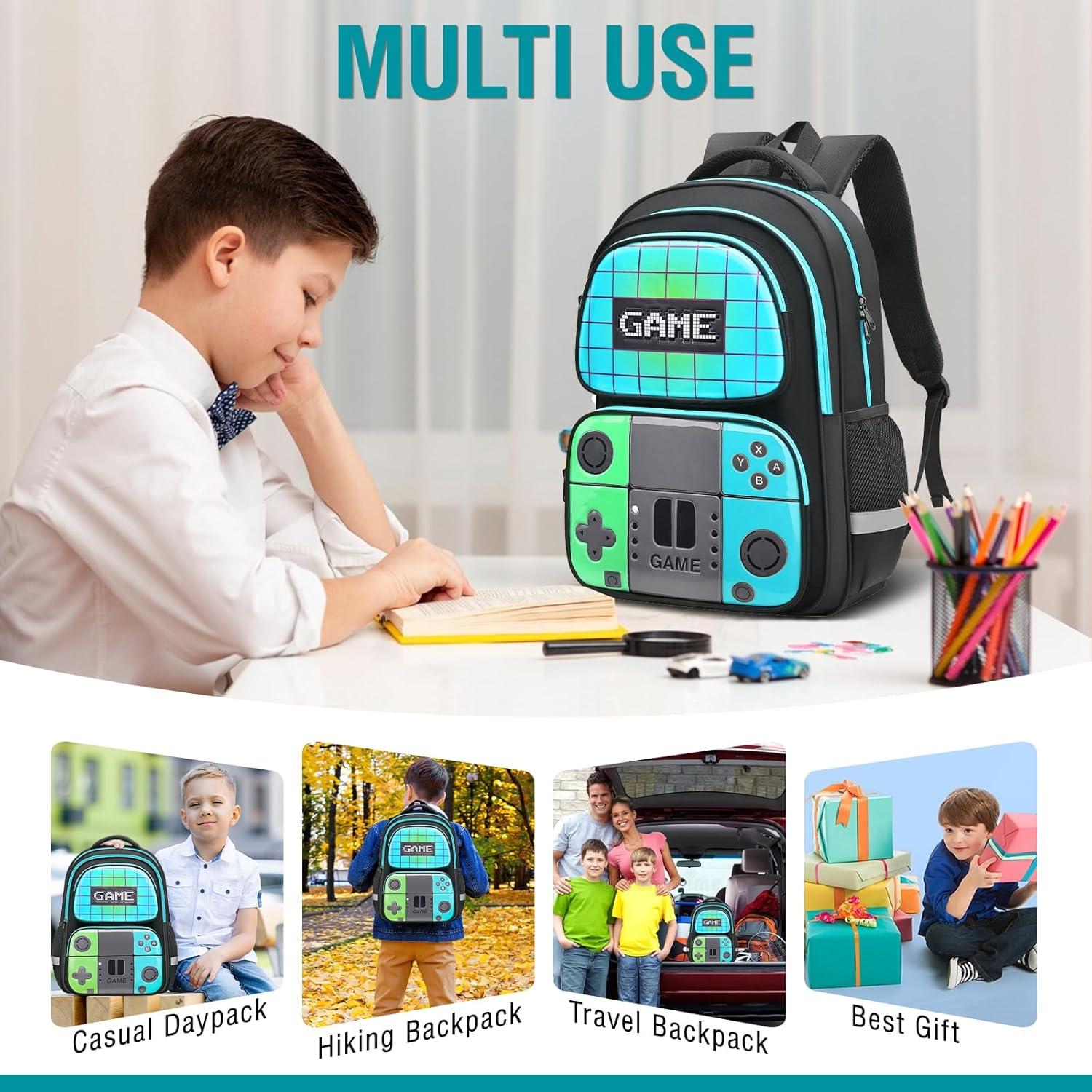 Mochila Escolar TFAUR Gamer 43.9 cm Verde y Azul Verdoso