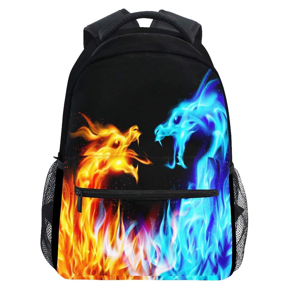 Mochila Escolar Kcldeci Dragón de Fuego 20L para Niños 4-12 Años