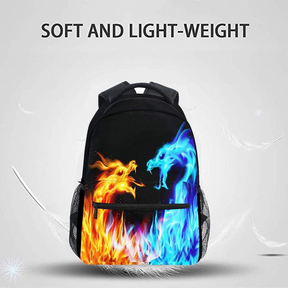 Mochila Escolar Kcldeci Dragón de Fuego 20L para Niños 4-12 Años