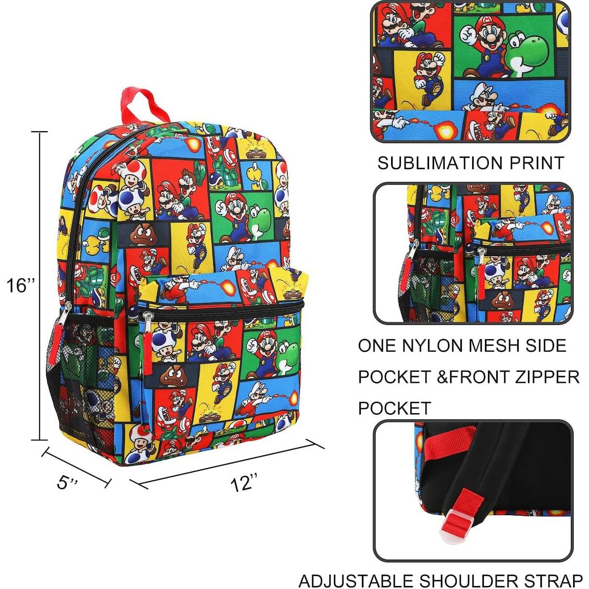 Mochila Super Mario Brothers 46 cm Estampado Completo