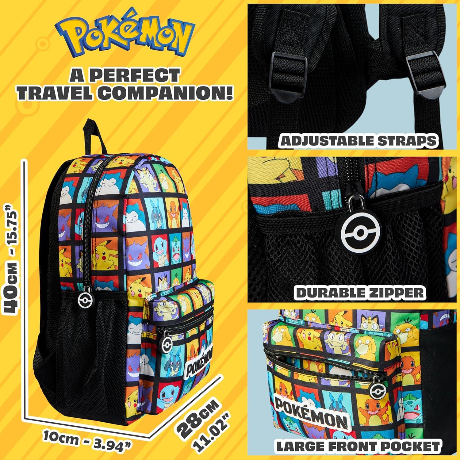Mochila Escolar Pokemon Pikachu 40x28x10 cm para Niños