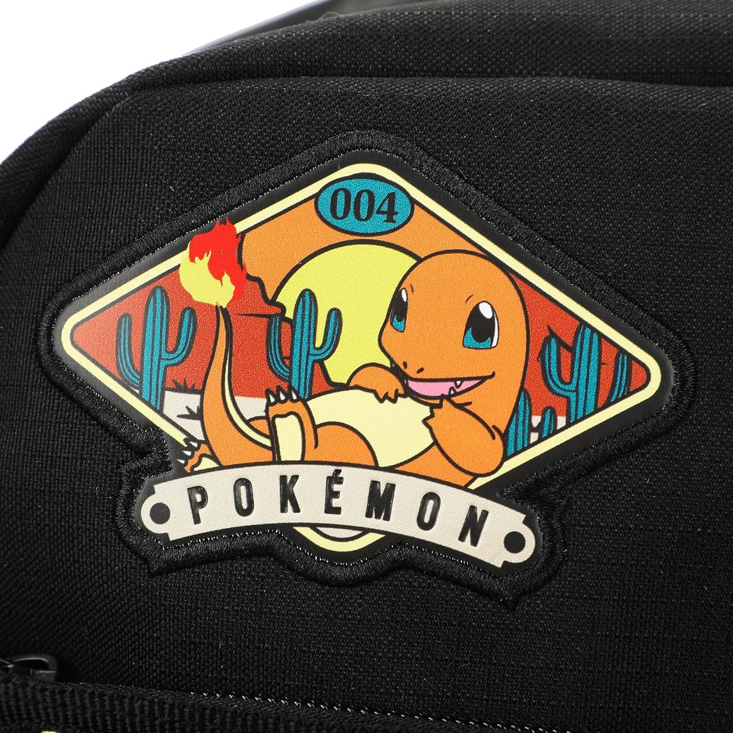 Mochila Negra Pokémon 19" con Parches de Pikachu y Amigos