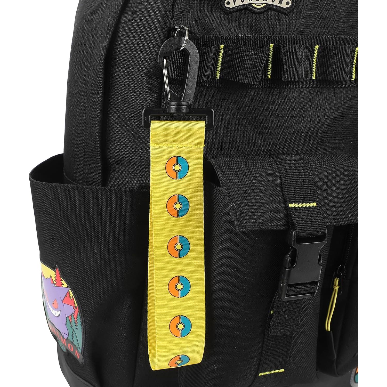 Mochila Negra Pokémon 19" con Parches de Pikachu y Amigos