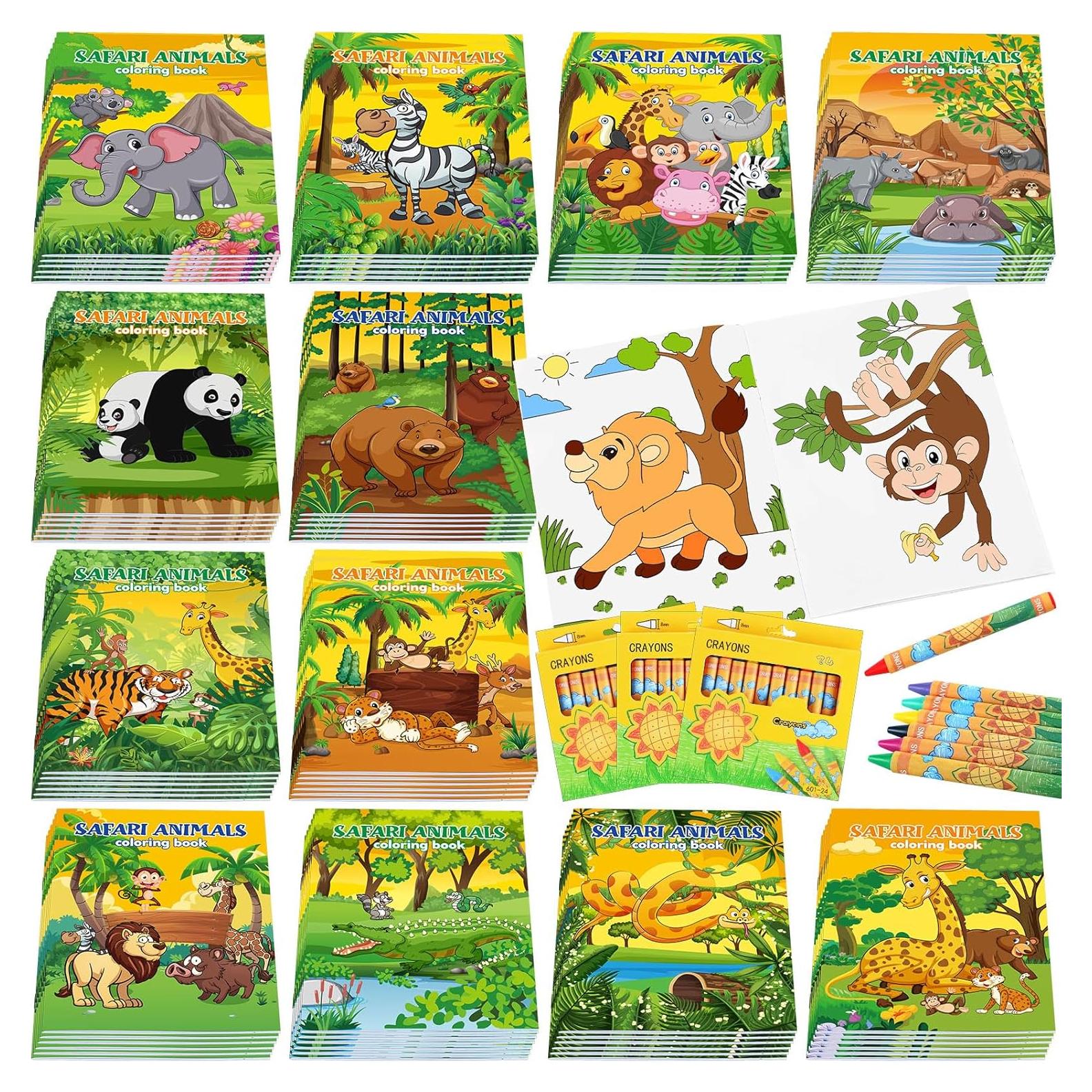 Fulmoon 72 Libros para Colorear Animales + 72 Crayones