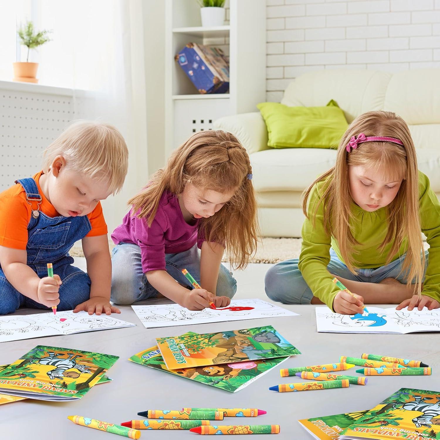 Fulmoon 72 Libros para Colorear Animales + 72 Crayones