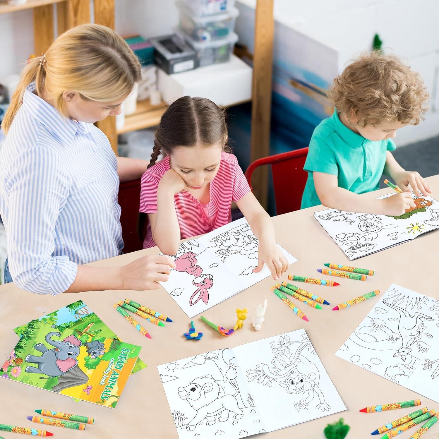 Fulmoon 72 Libros para Colorear Animales + 72 Crayones