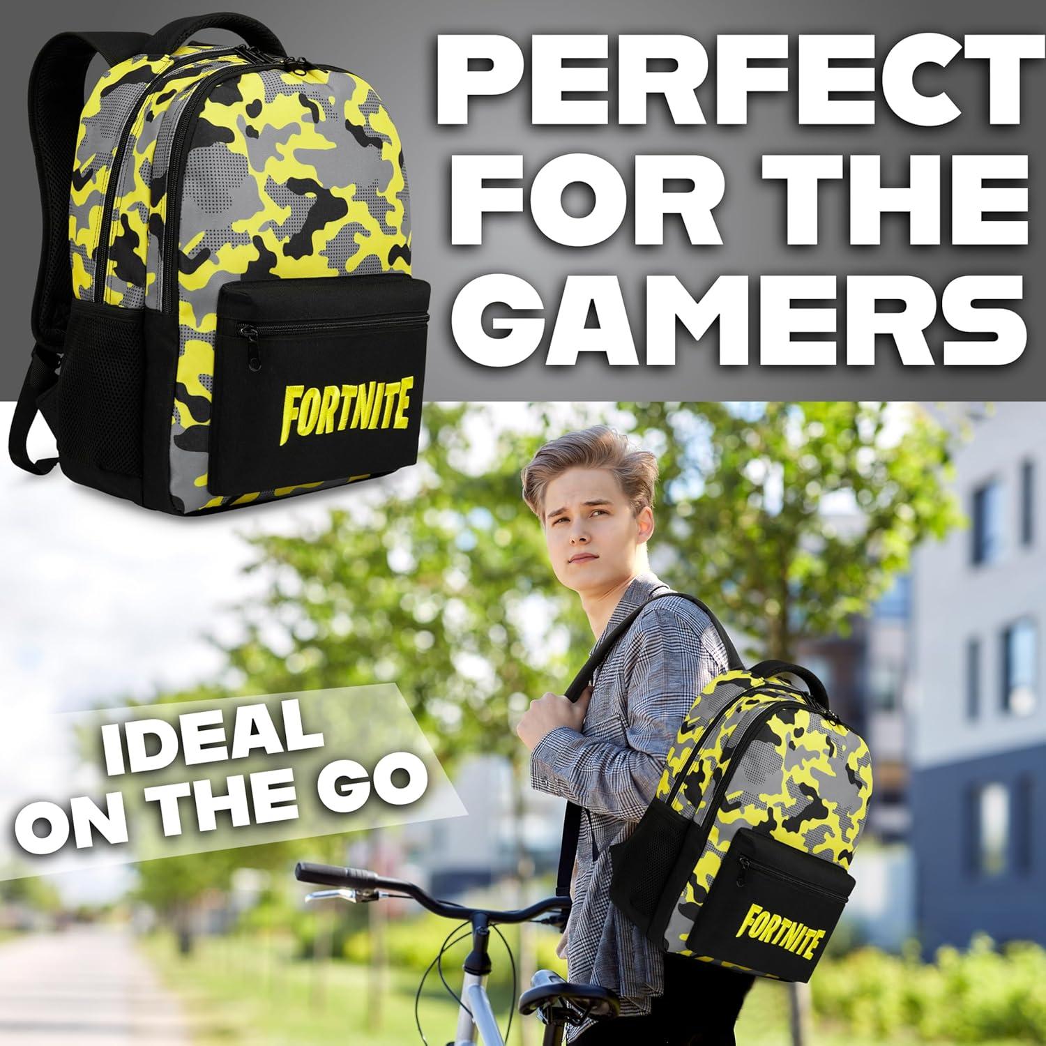 Mochila Escolar Fortnite Fashion UK Amarilla 40x29x17cm