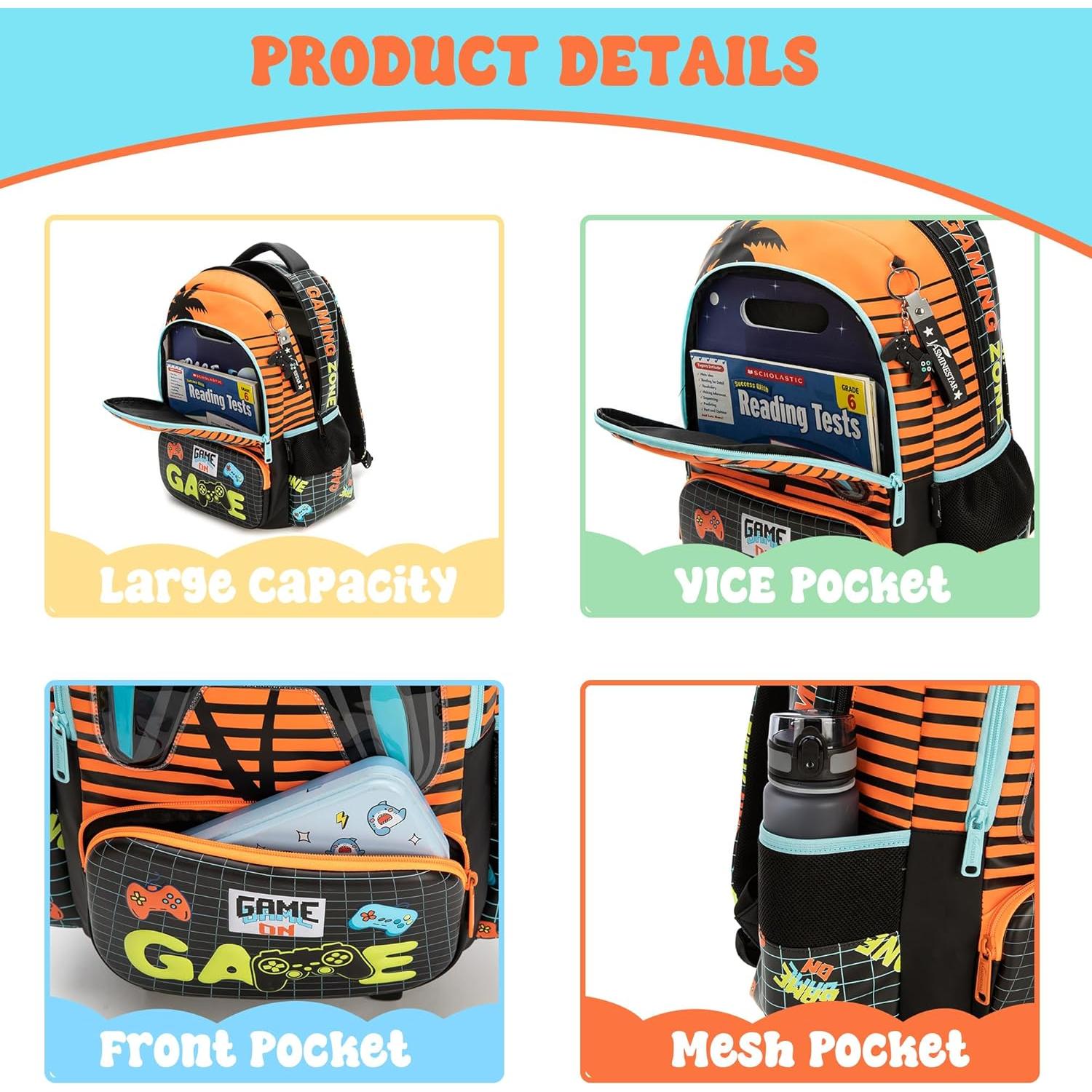 Mochila Escolar Meetbelify para Niños con Bolsa de Almuerzo 42x30cm