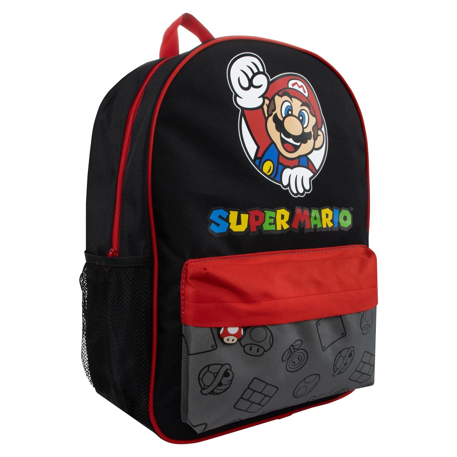 Mochila Escolar Super Mario para Niños - Negra 19L
