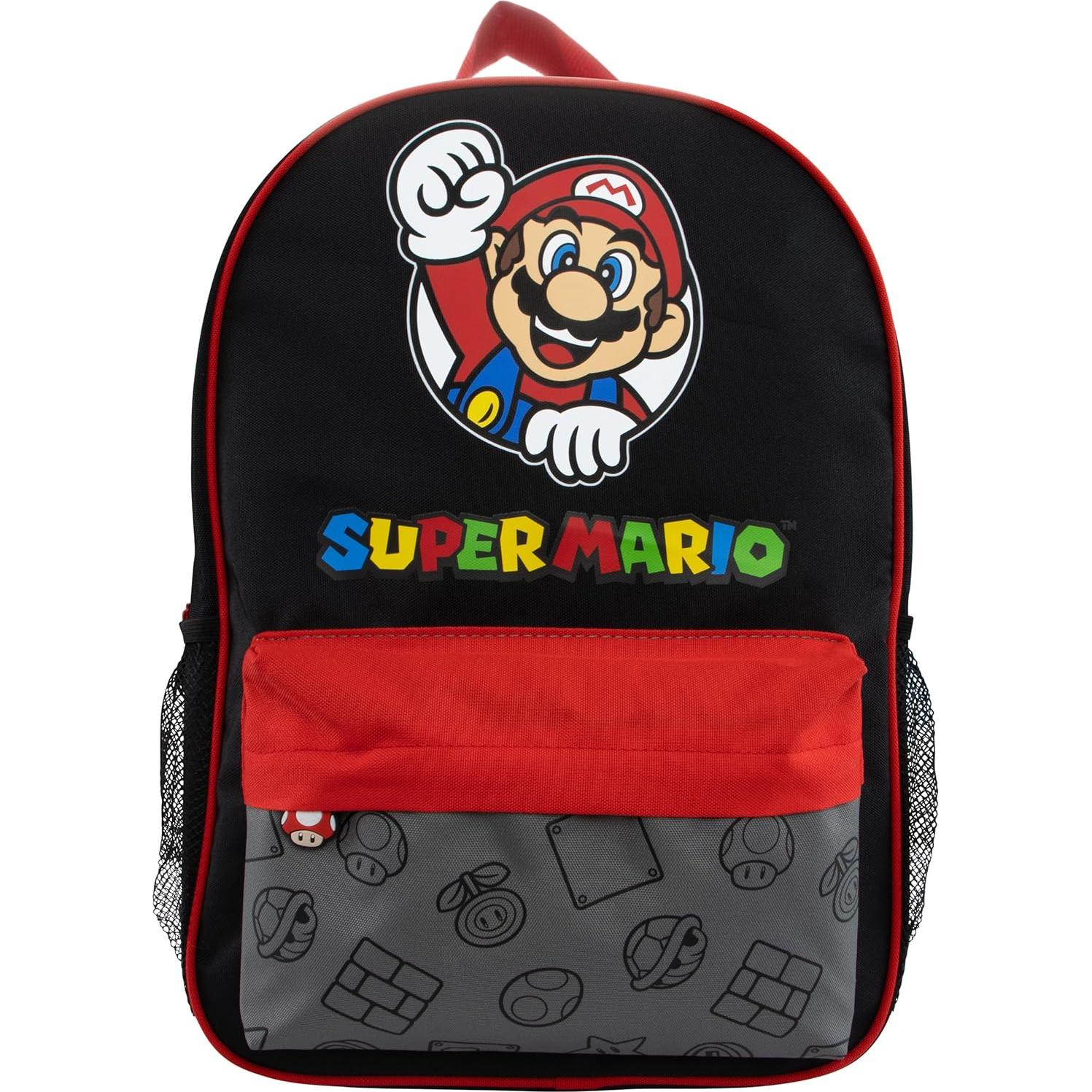 Mochila Escolar Super Mario para Niños - Negra 19L