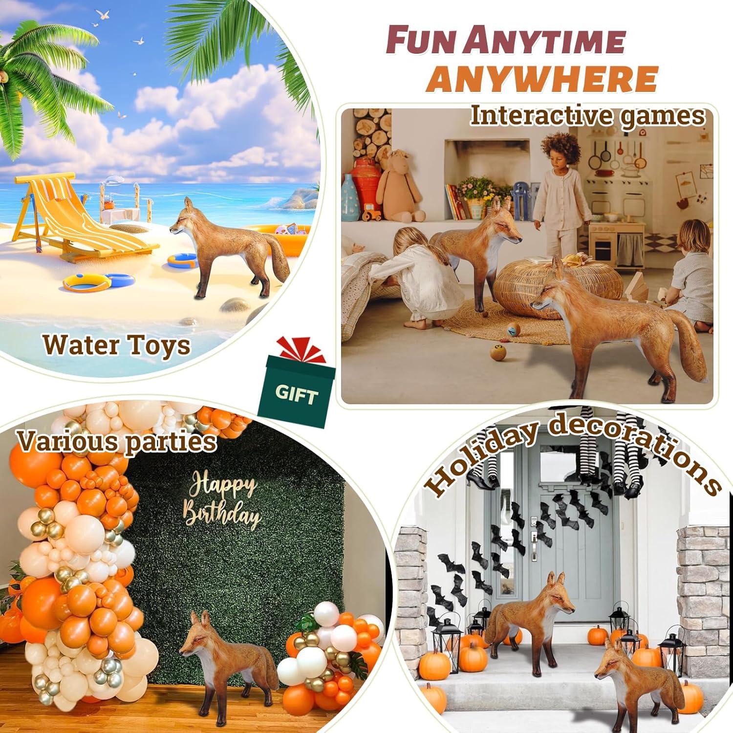 Zorro Rojo Ártico Inflable HOHQB 99 cm Realista para Fiestas