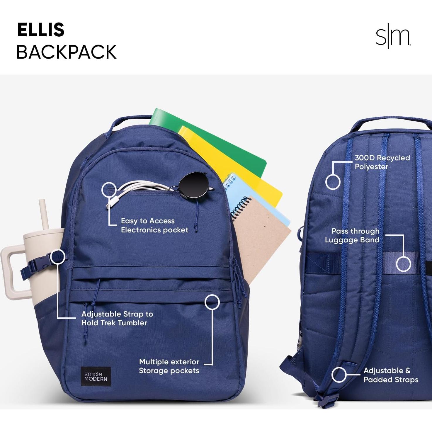 Mochila Simple Modern Ellis 25L para escuela y viajes - Terrazzo crema