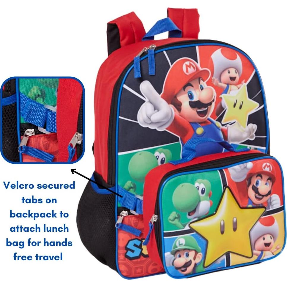 Mochila Super Mario con Lonchera Aislada 40.64 cm Niños