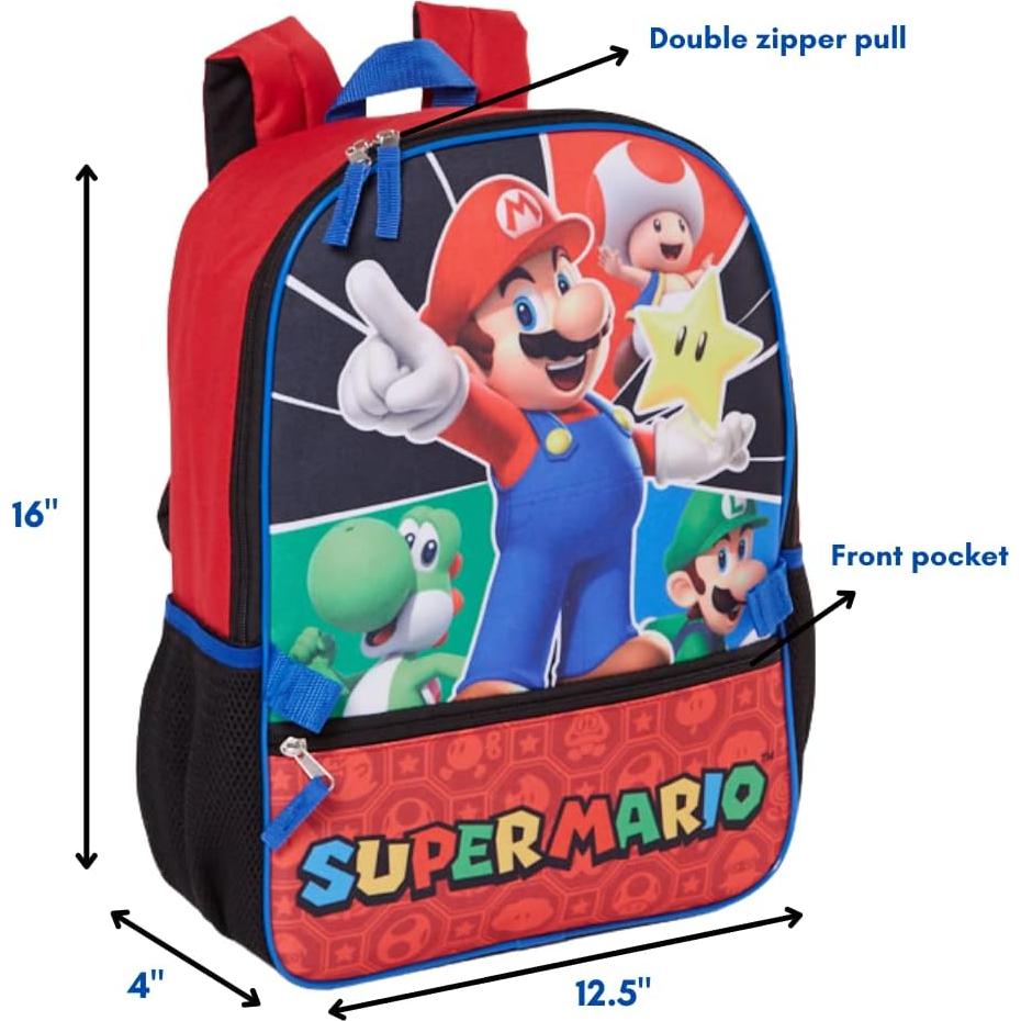 Mochila Super Mario con Lonchera Aislada 40.64 cm Niños