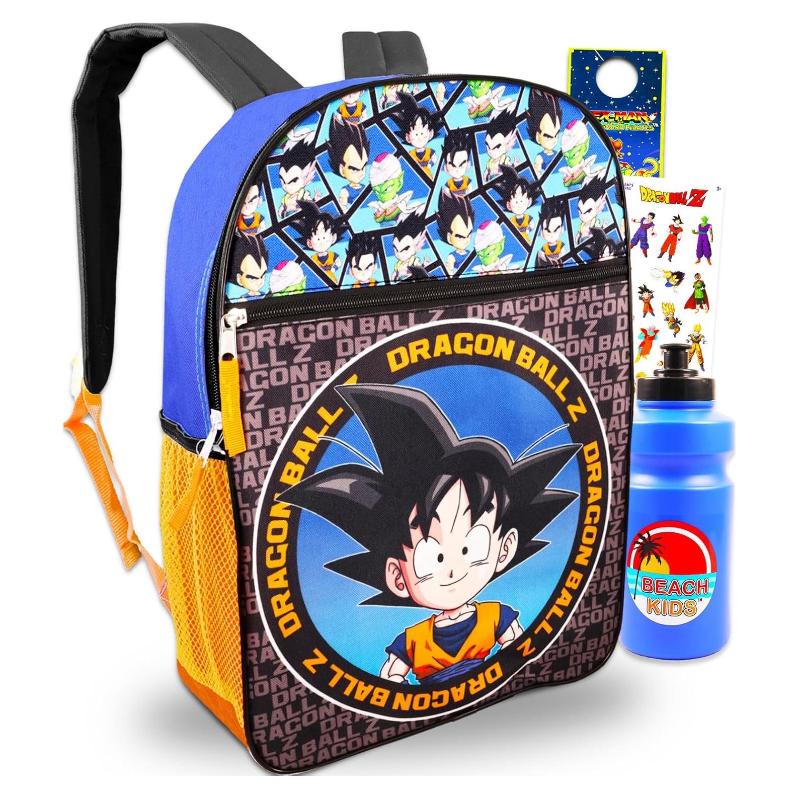 Mochila Escolar Dragon Ball Z Niños + Botella y Stickers