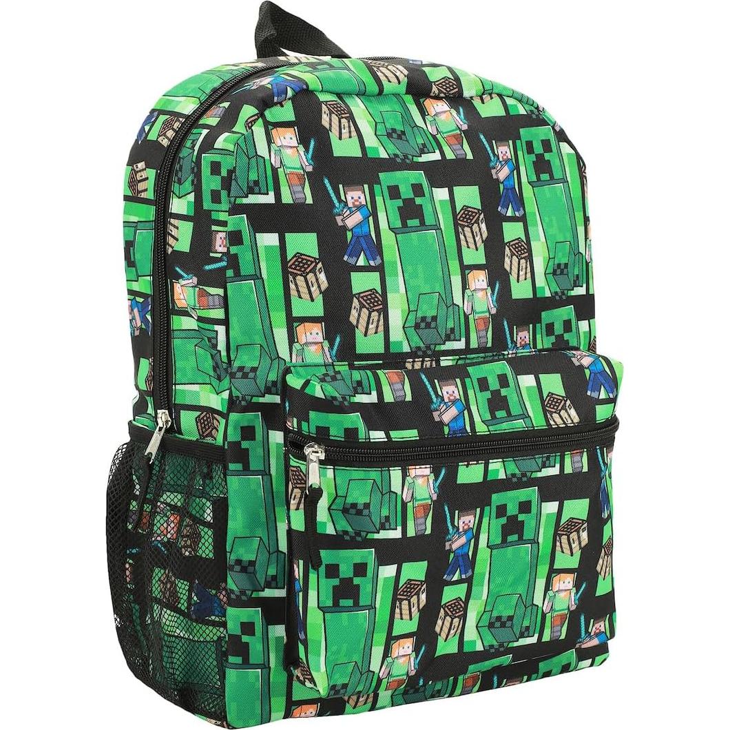 Mochila Minecraft Creeper 45.72 cm Estampado Completo