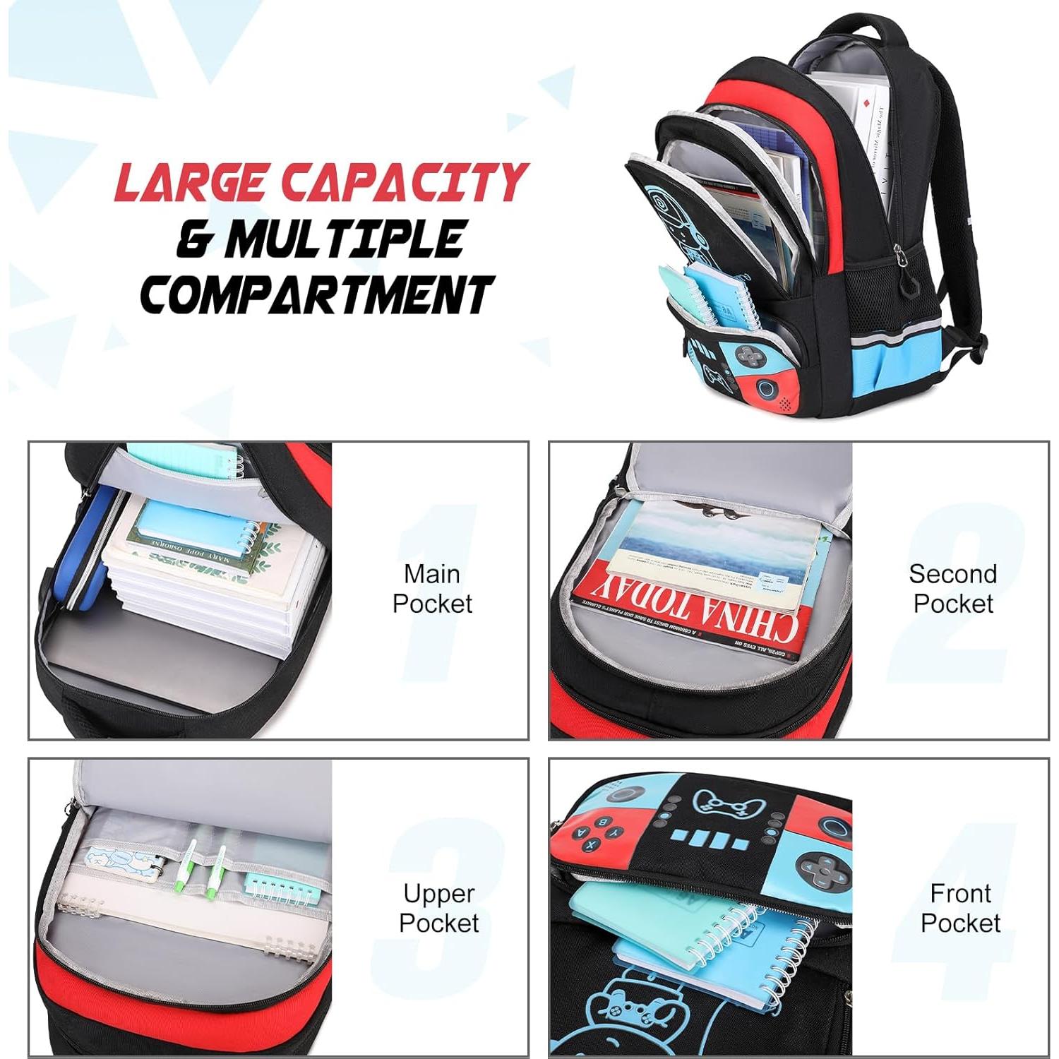 Mochila Escolar Bevalsa Luminosa para Niños Gamers con Set