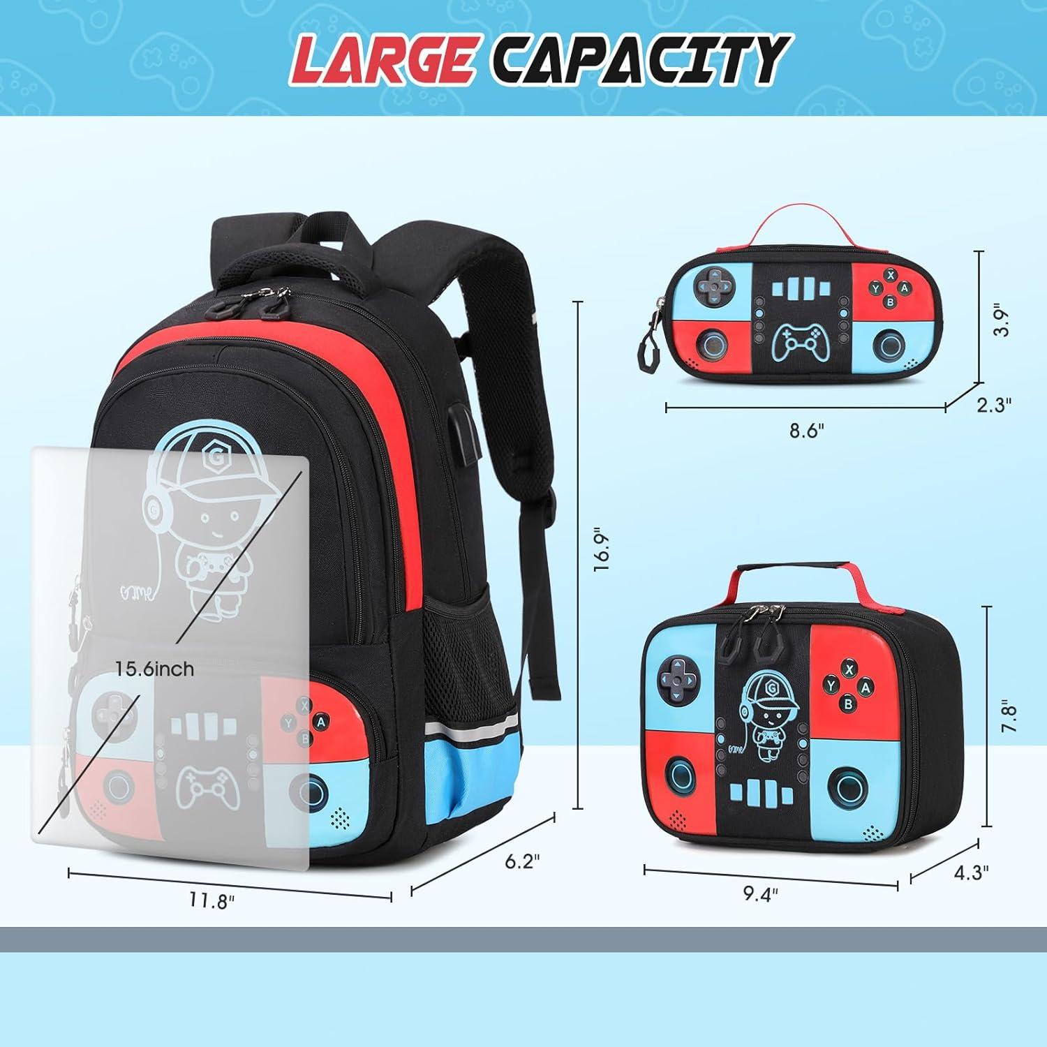 Mochila Escolar Bevalsa Luminosa para Niños Gamers con Set