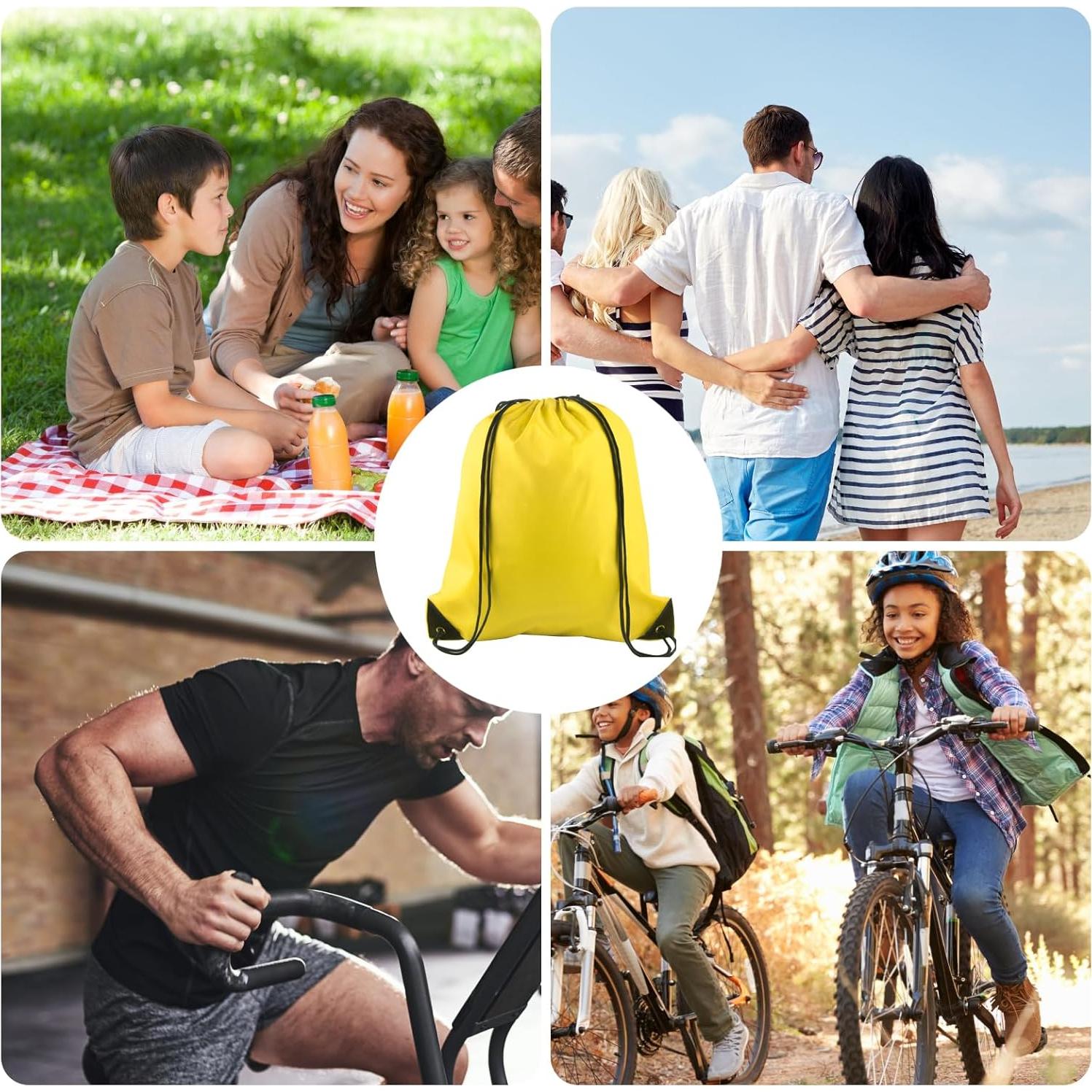 Mochila de Cuerda KUUQA Amarilla 2 Pcs 40x34 cm para Gimnasio