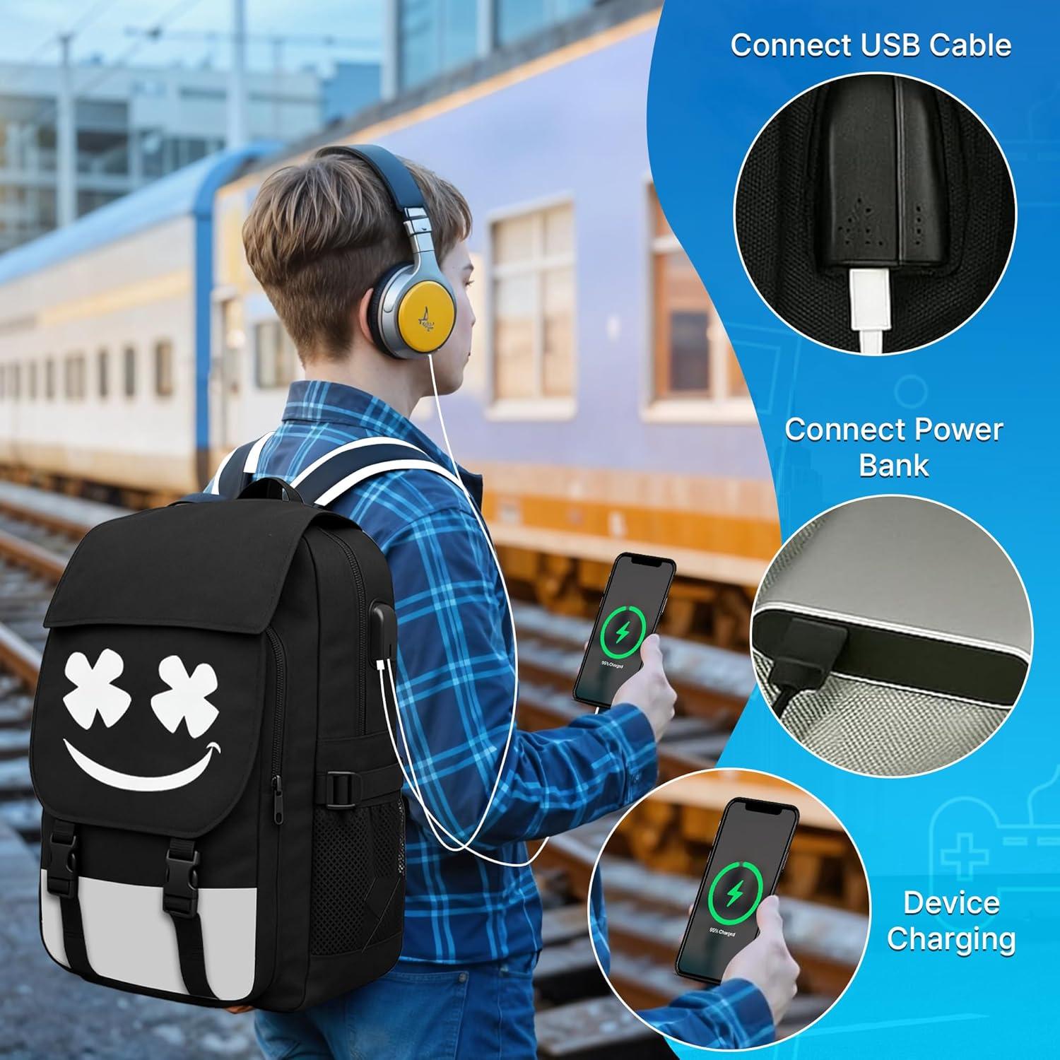 Mochila Escolar 3en1 Glowindark Luminosa Impermeable USB