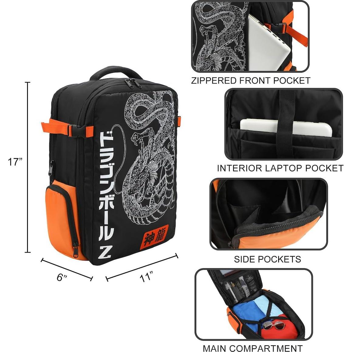 Mochila de Viaje Dragon Ball Z Shenron 43 cm Negra