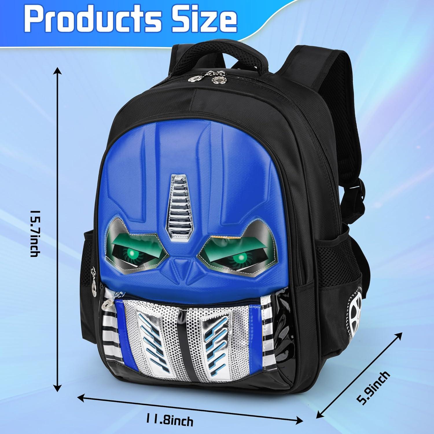 Mochila Escolar Niños Azul - Caricatura Luminosa con Estuche