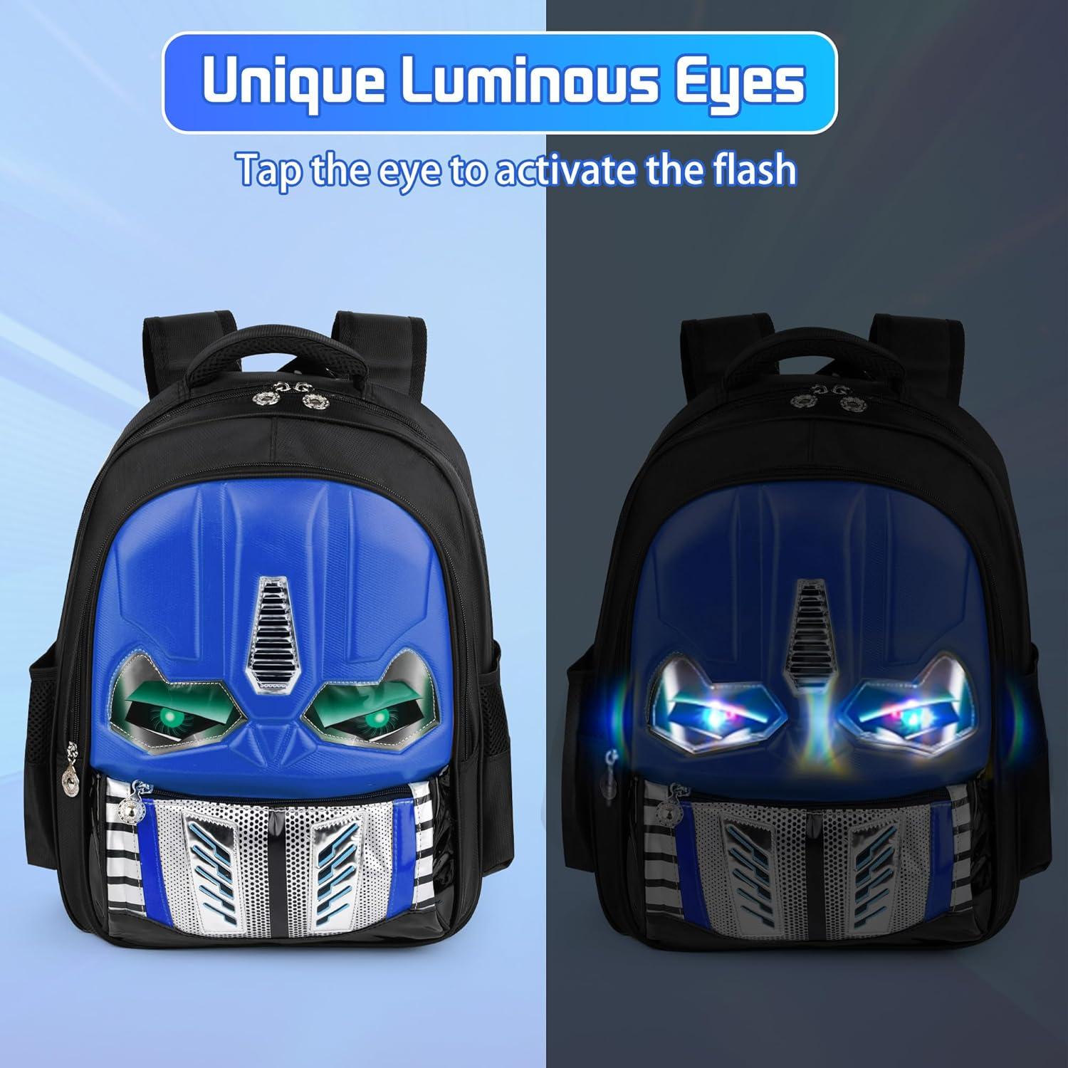 Mochila Escolar Niños Azul - Caricatura Luminosa con Estuche