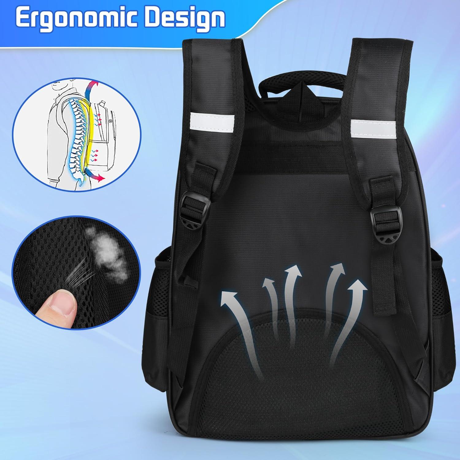 Mochila Escolar Niños Azul - Caricatura Luminosa con Estuche