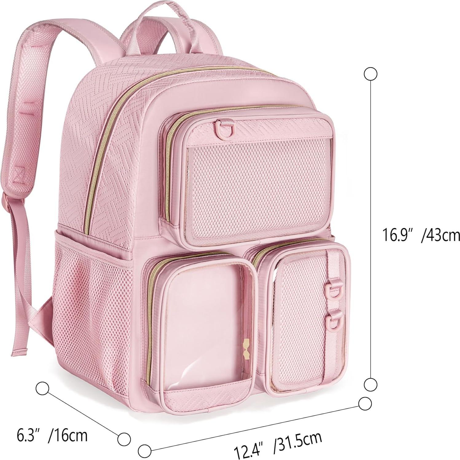 Mochila Ita Bag Prokva Rosa para Laptop y Pins Kawaii 19L