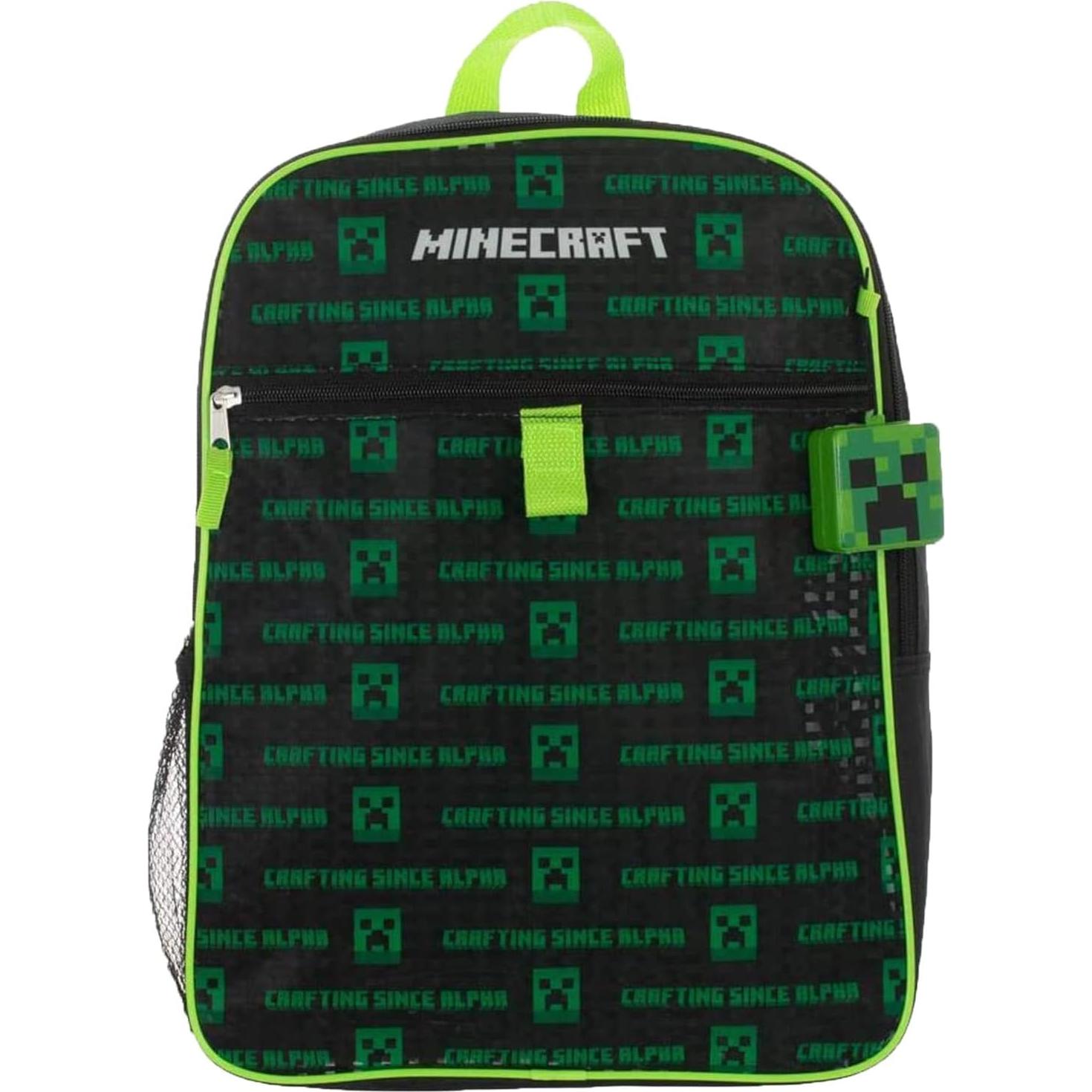 Mochila para Niños BIOWORLD Minecraft Creeper 5 Piezas Verde