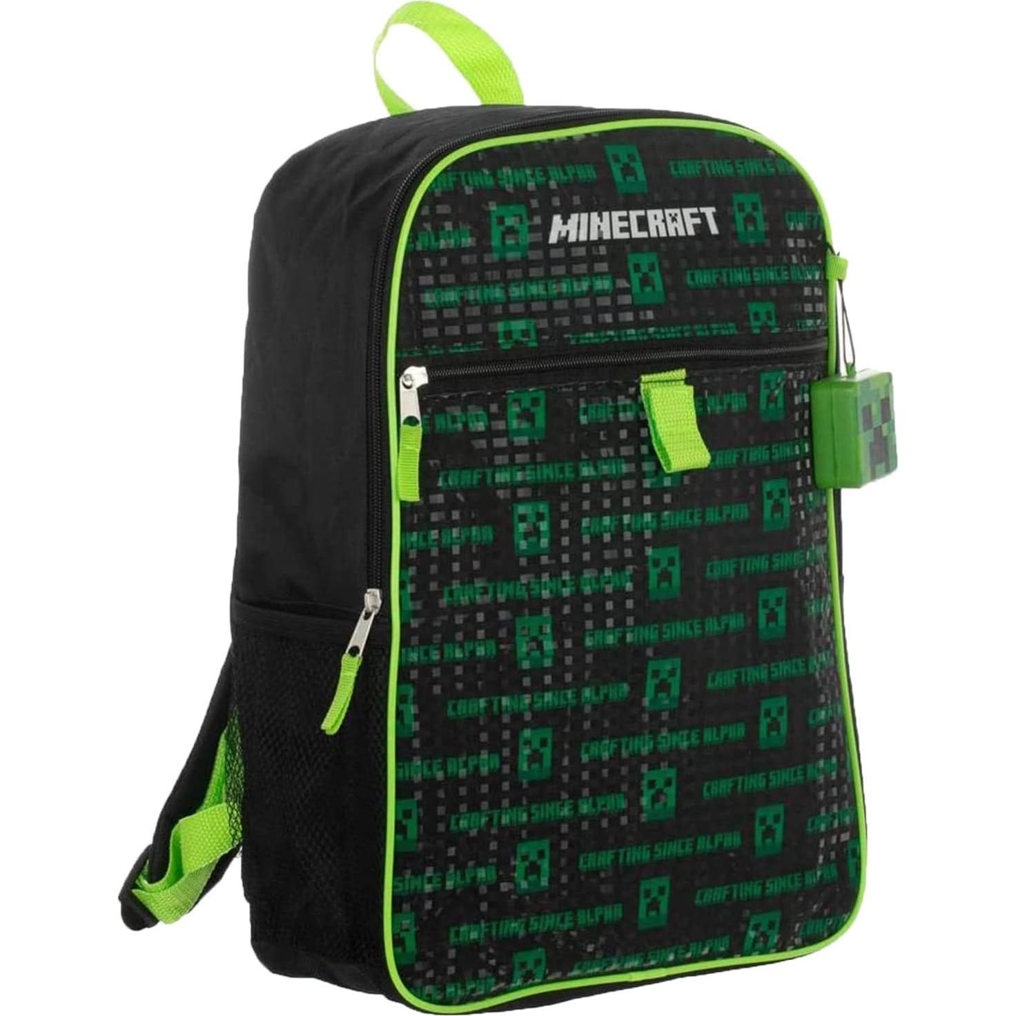 Mochila para Niños BIOWORLD Minecraft Creeper 5 Piezas Verde