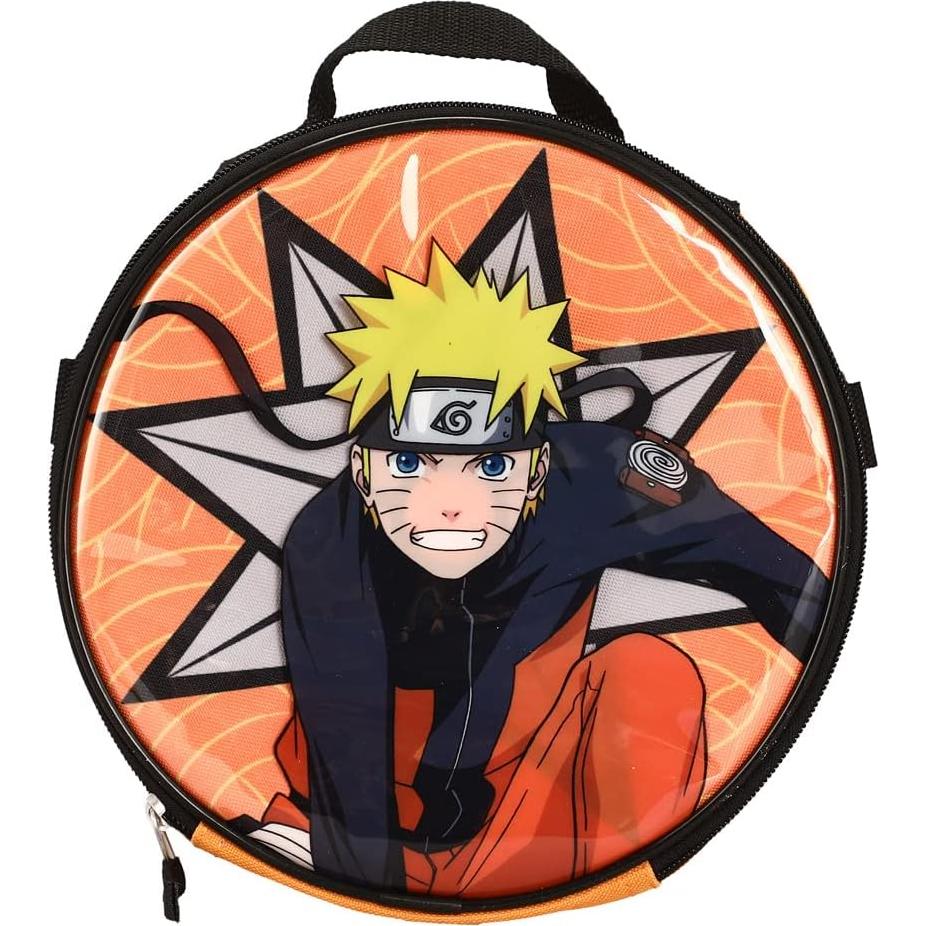 Conjunto Mochila 5 Piezas Naruto Anime Naranja y Negro
