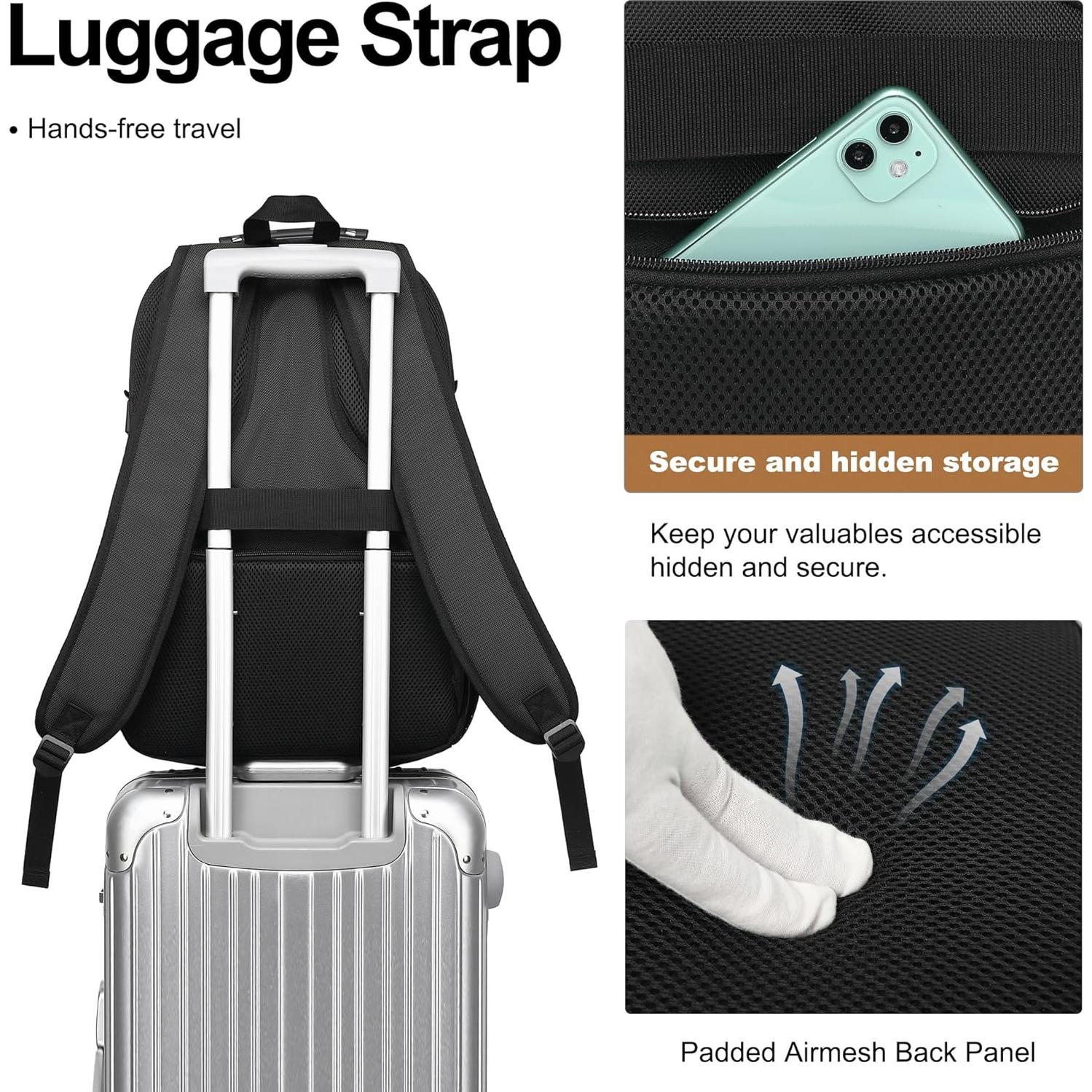 Mochila Boavan para Laptop 17.3" Impermeable Negro/Naranja