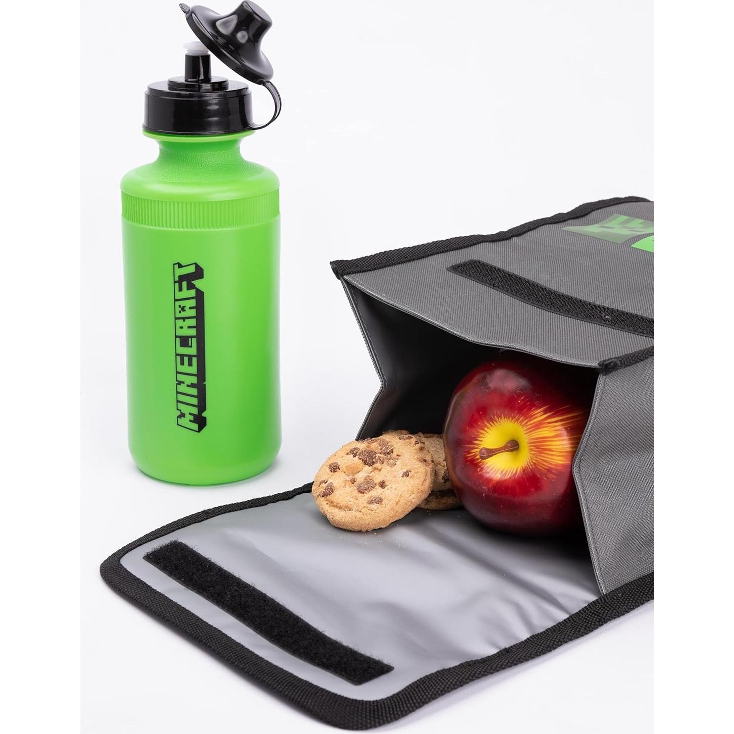 Mochila Escolar Minecraft 4 Piezas Gris - Creeper, Zombie, Enderman