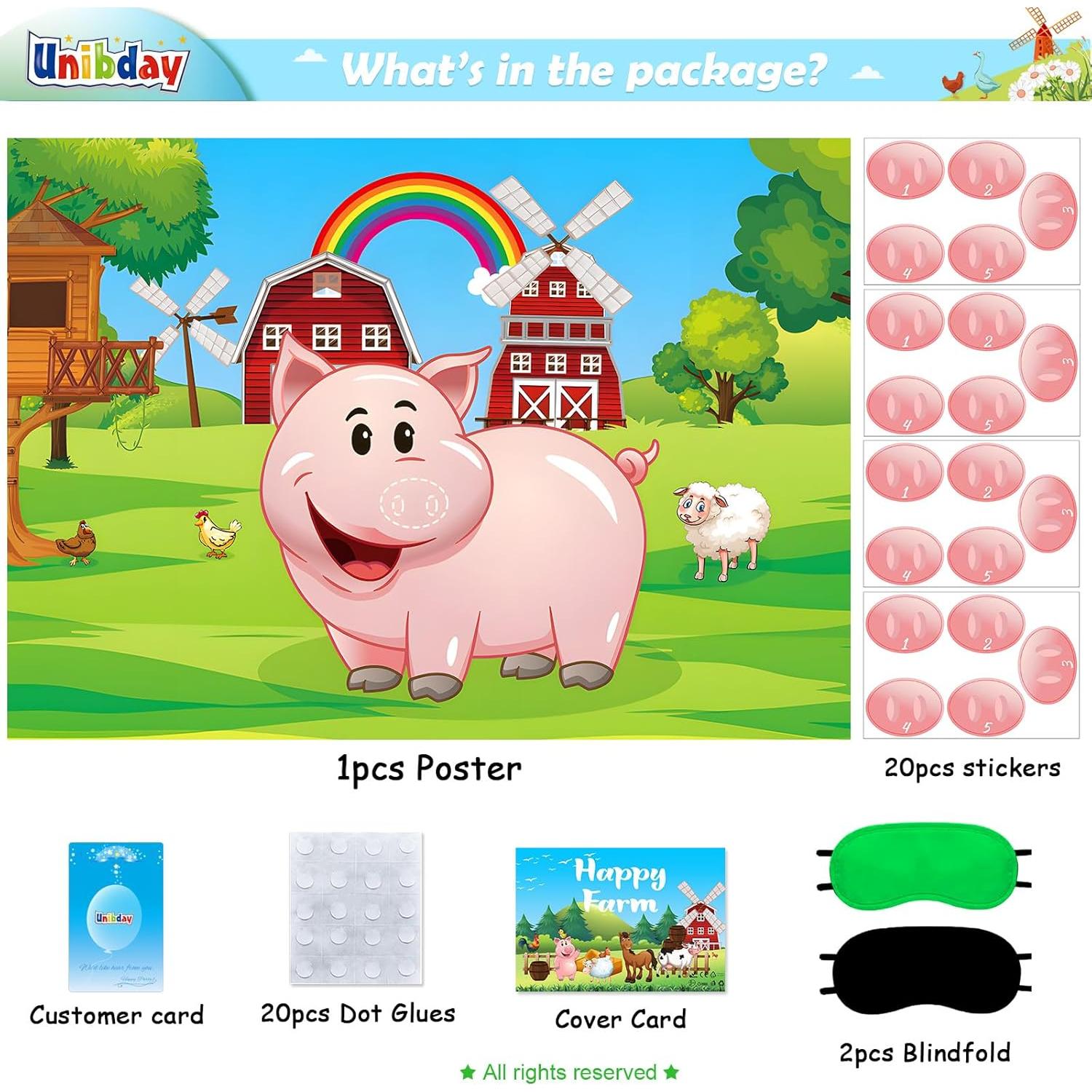 Decoraciones de Fiesta de Animales de Granja Unibday - Juego de Cerdo