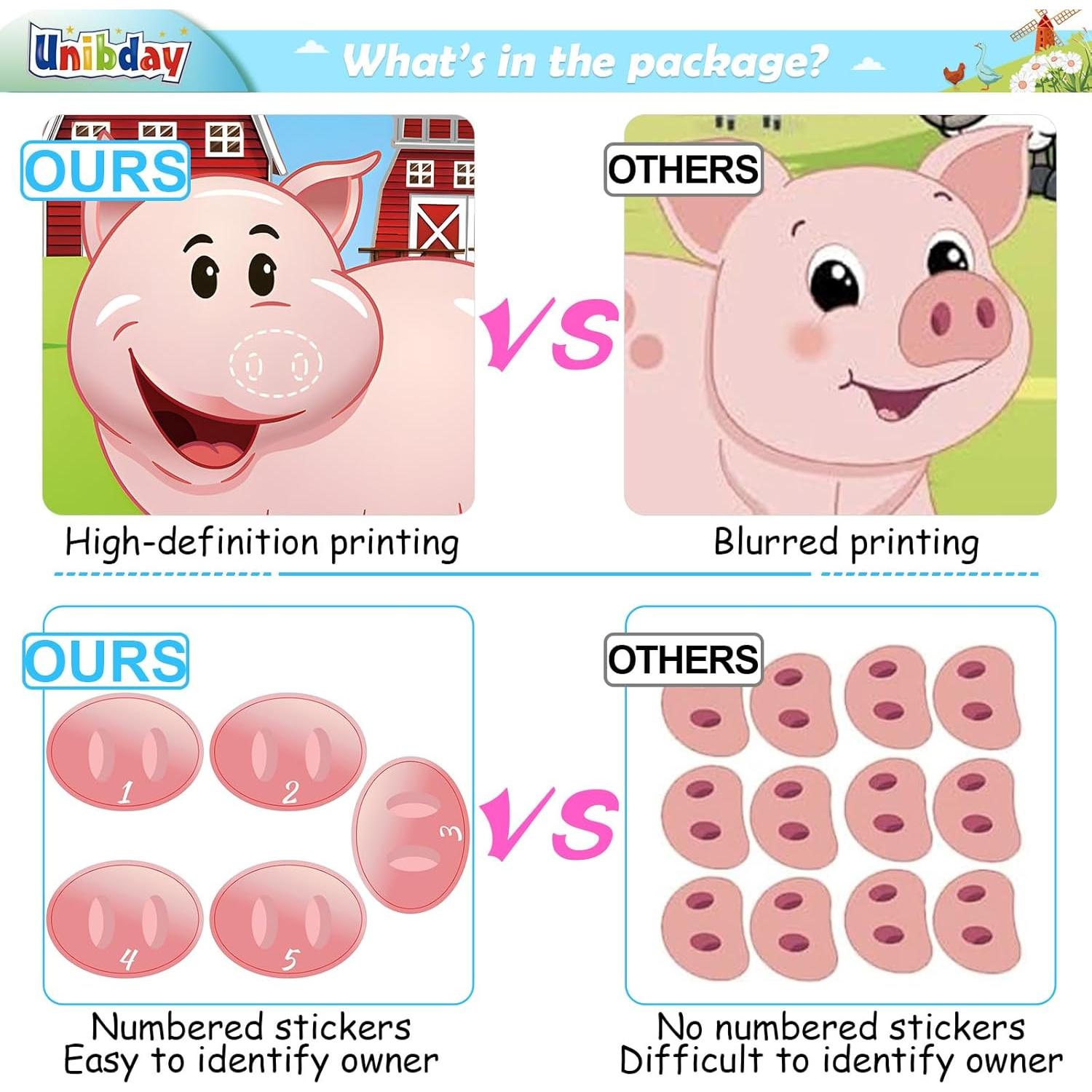 Decoraciones de Fiesta de Animales de Granja Unibday - Juego de Cerdo