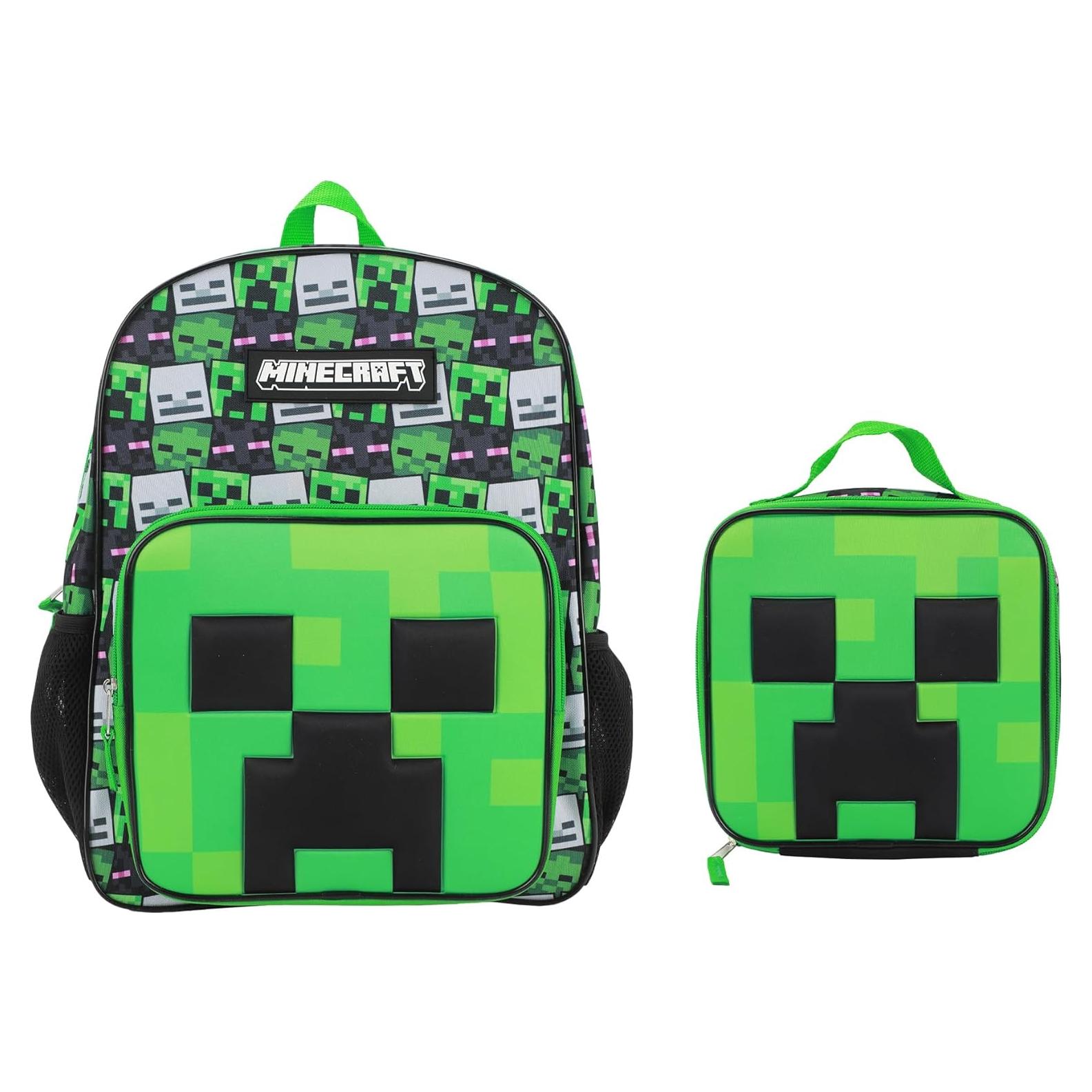Set de Mochila y Caja de Almuerzo Minecraft Creeper 16"