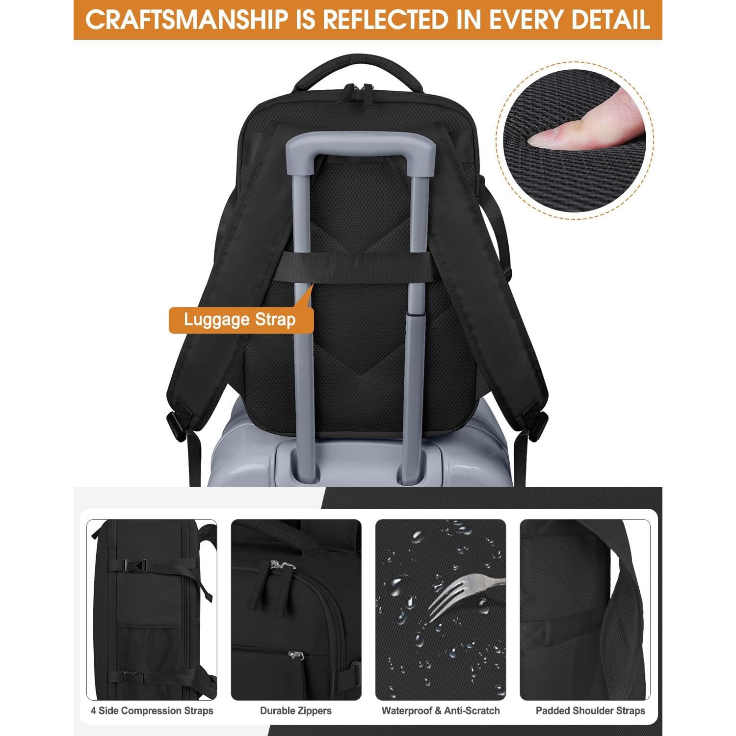 Mochila de Viaje Capolo 17" Impermeable Unisex 25L Negra
